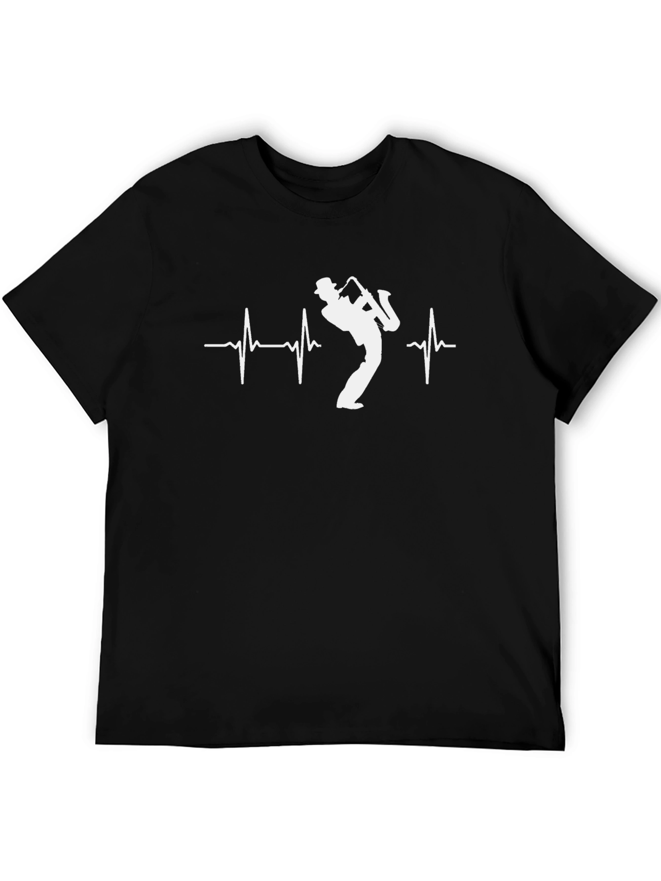 Saxophone Heartbeat T-Shirt - Musical Rhythm Tee