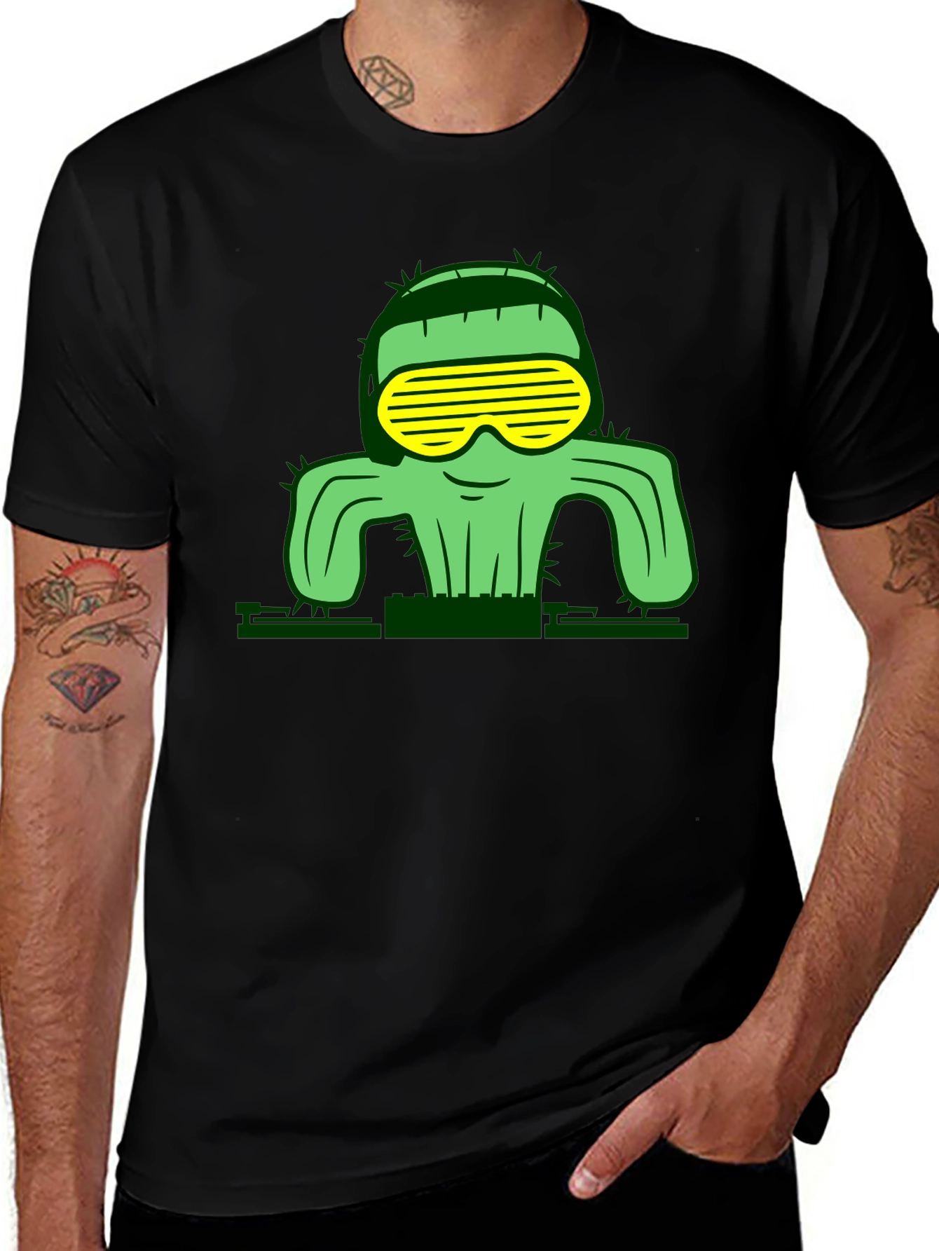 Cool Cactus Graphic T-Shirt - Black