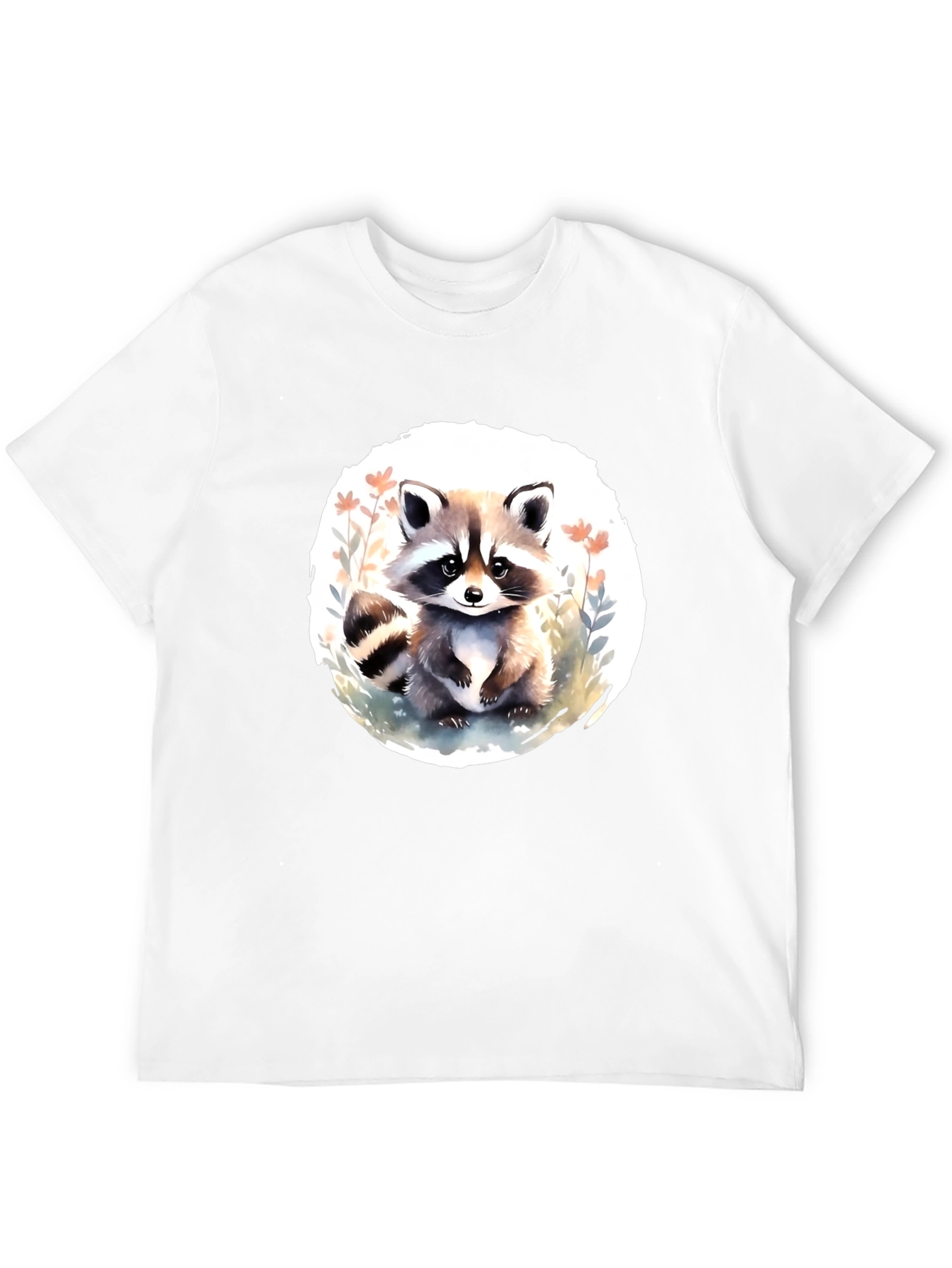 Cute Raccoon Graphic Tee - Black Casual T-Shirt