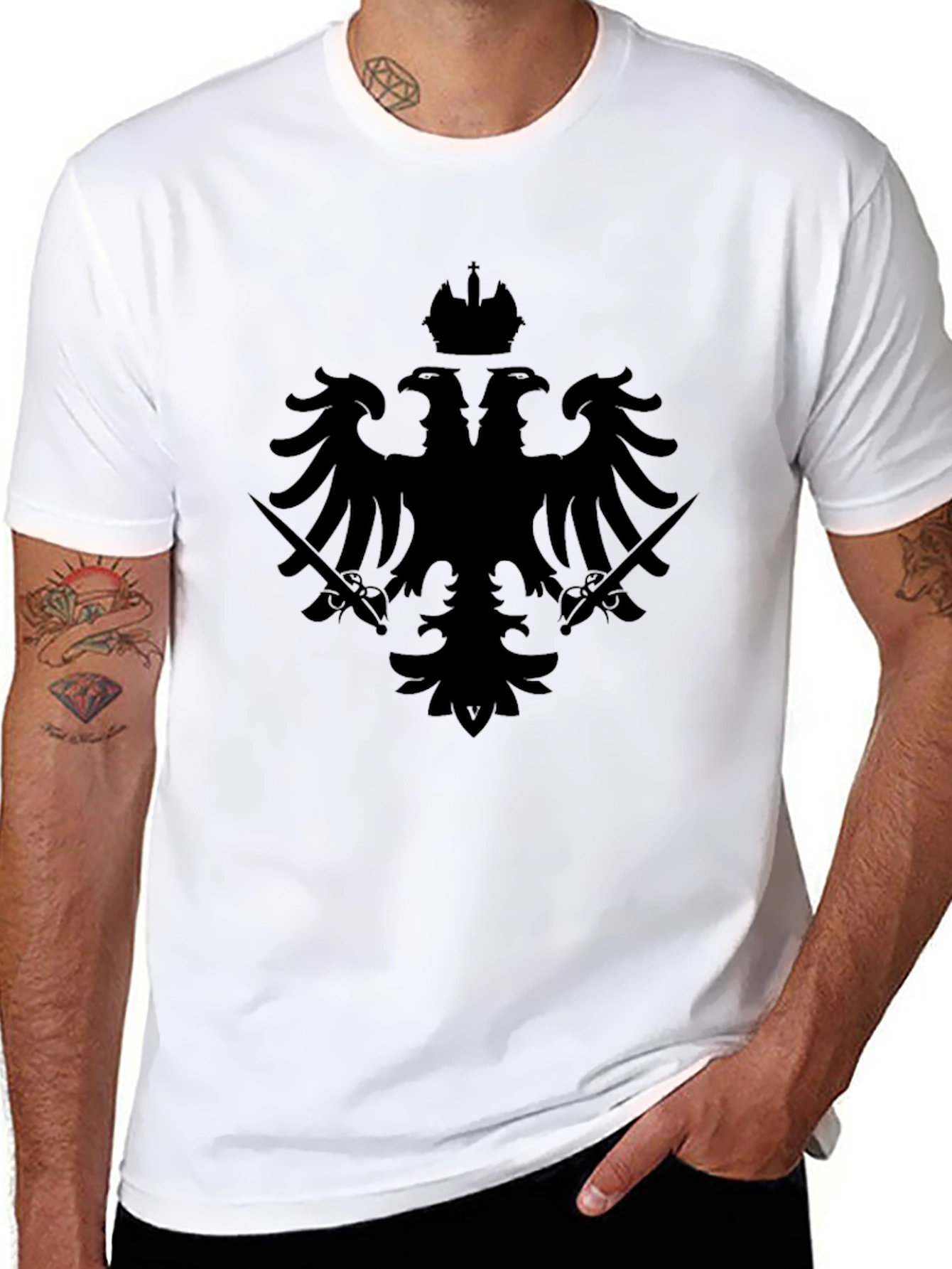 Black Double-Headed Eagle Crown T-Shirt