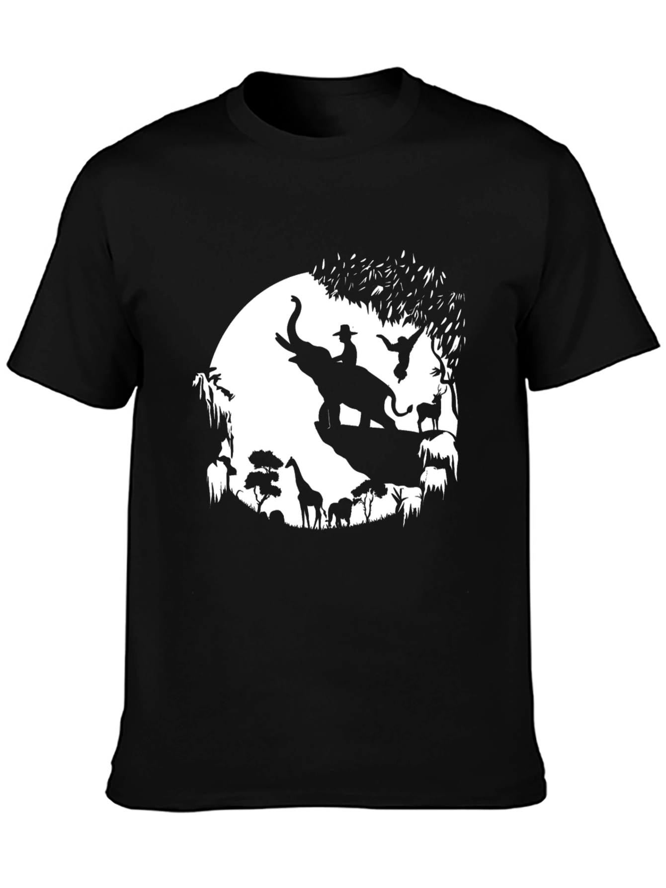 Safari Silhouette Graphic Tee - Black Cotton T-Shirt