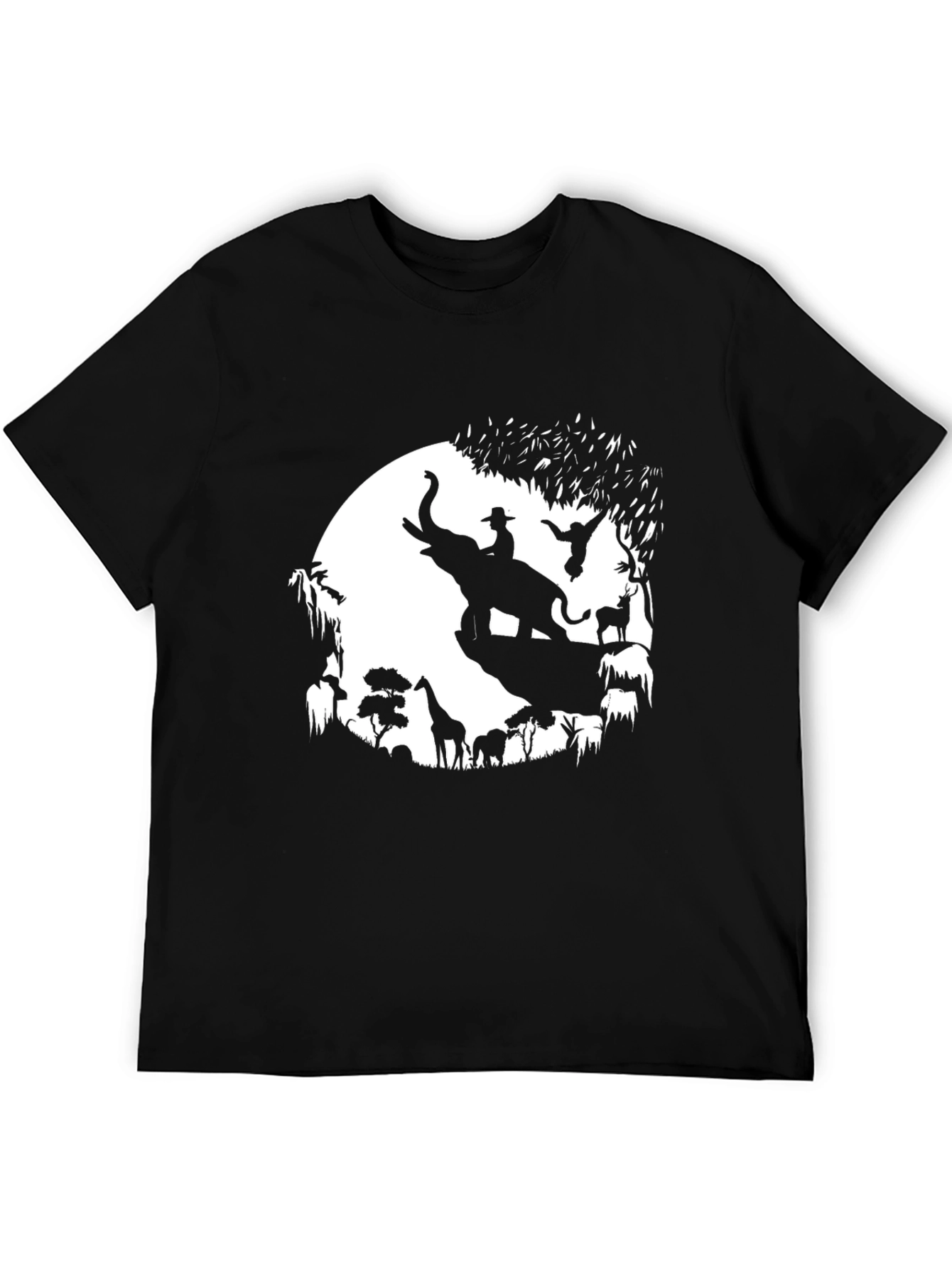 Safari Silhouette Graphic Tee - Black Cotton T-Shirt