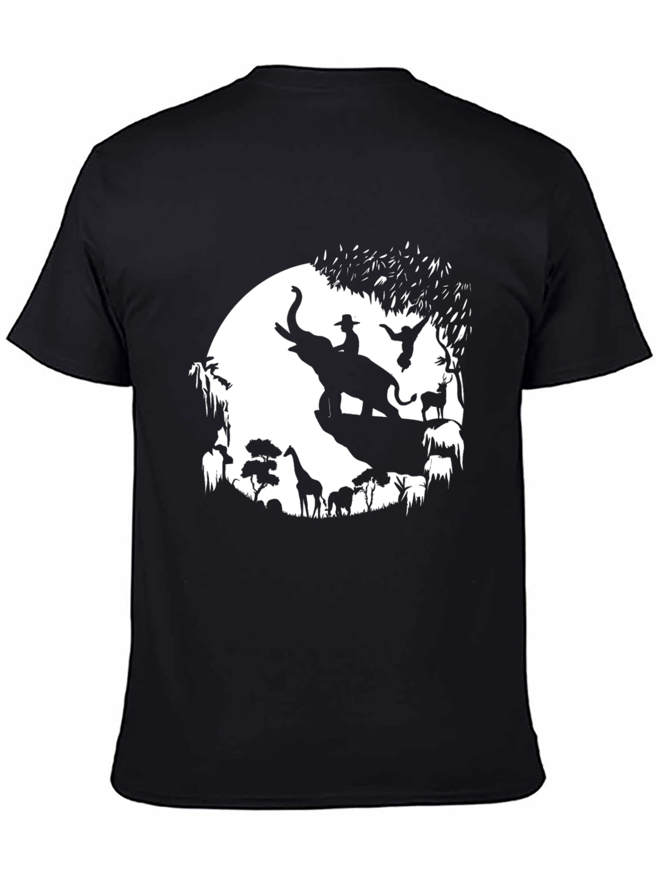 Safari Silhouette Graphic Tee - Black Cotton T-Shirt