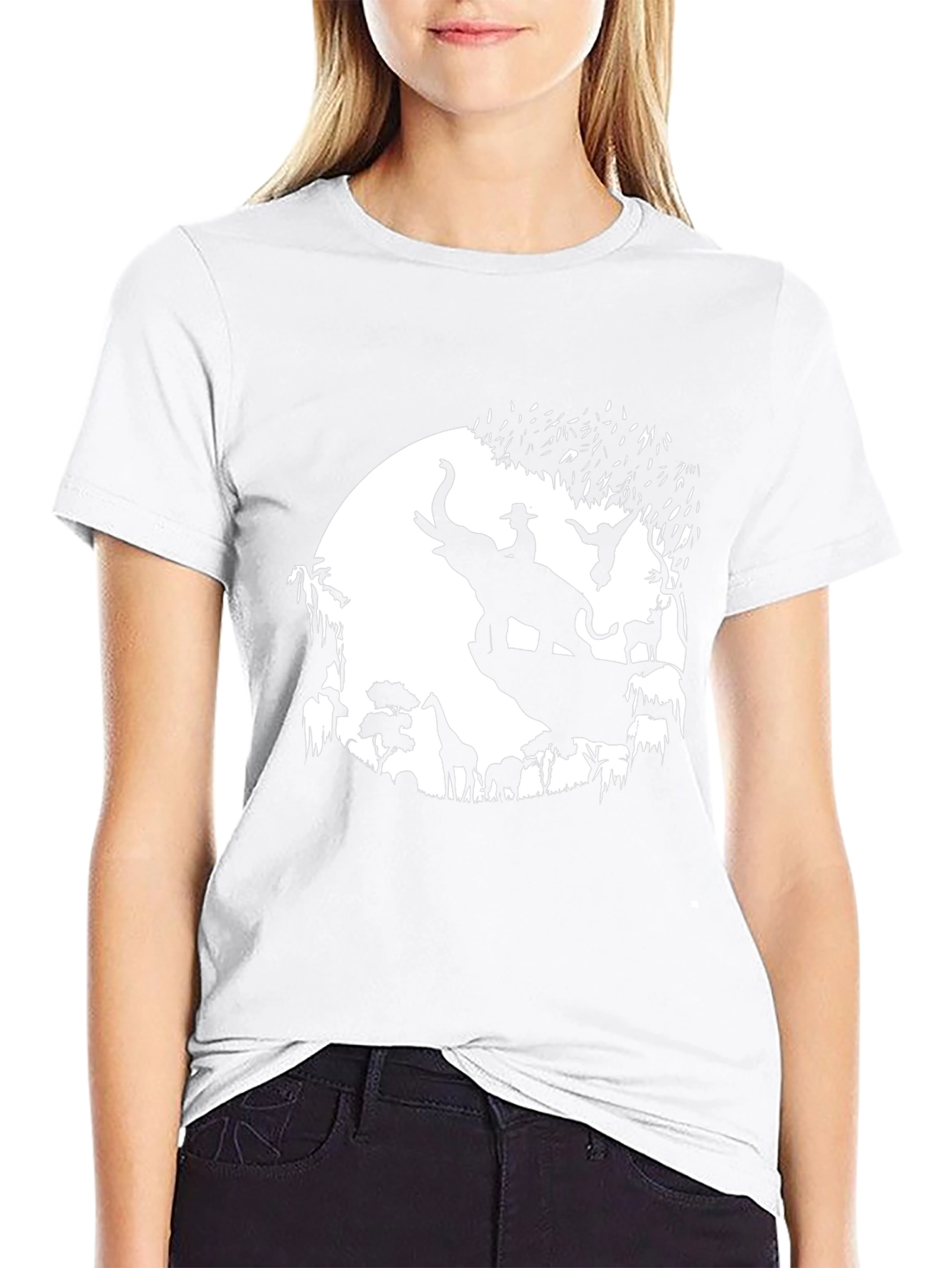 Safari Silhouette Graphic Tee - Black Cotton T-Shirt