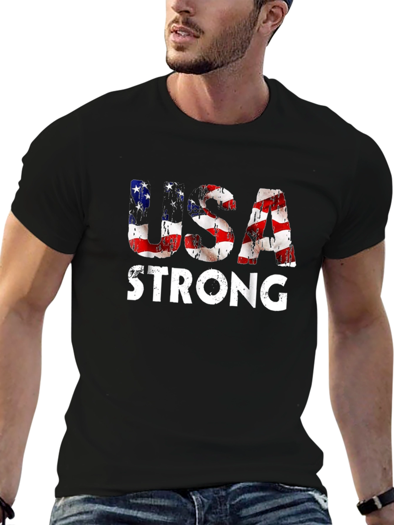 USA Strong Graphic Print Mens T-Shirt