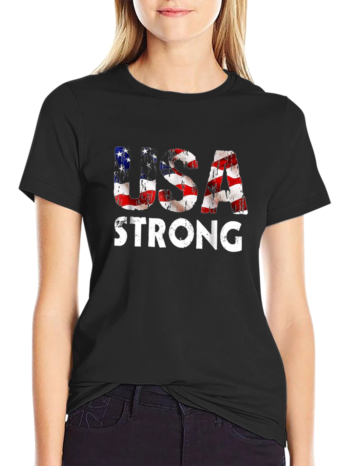 USA Strong Graphic Print Mens T-Shirt