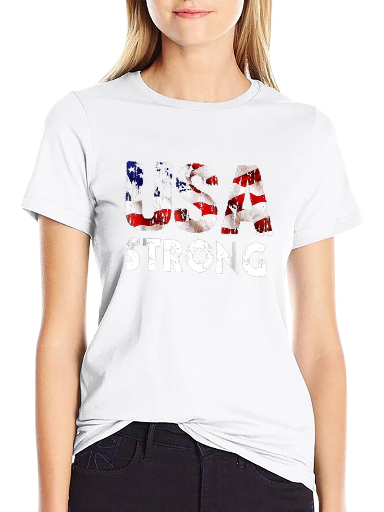 USA Strong Graphic Print Mens T-Shirt