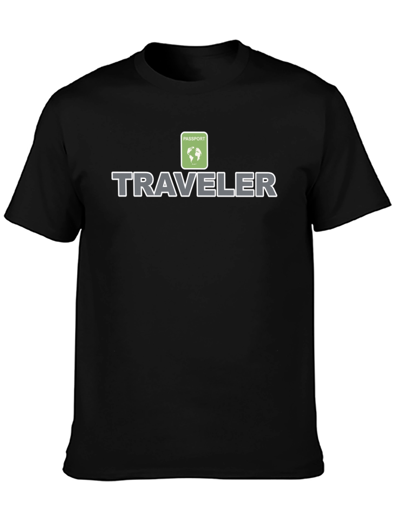 Traveler Passport Globe Graphic Black T-Shirt
