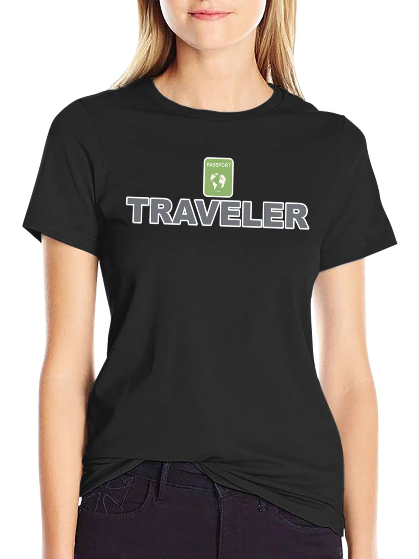 Traveler Passport Globe Graphic Black T-Shirt