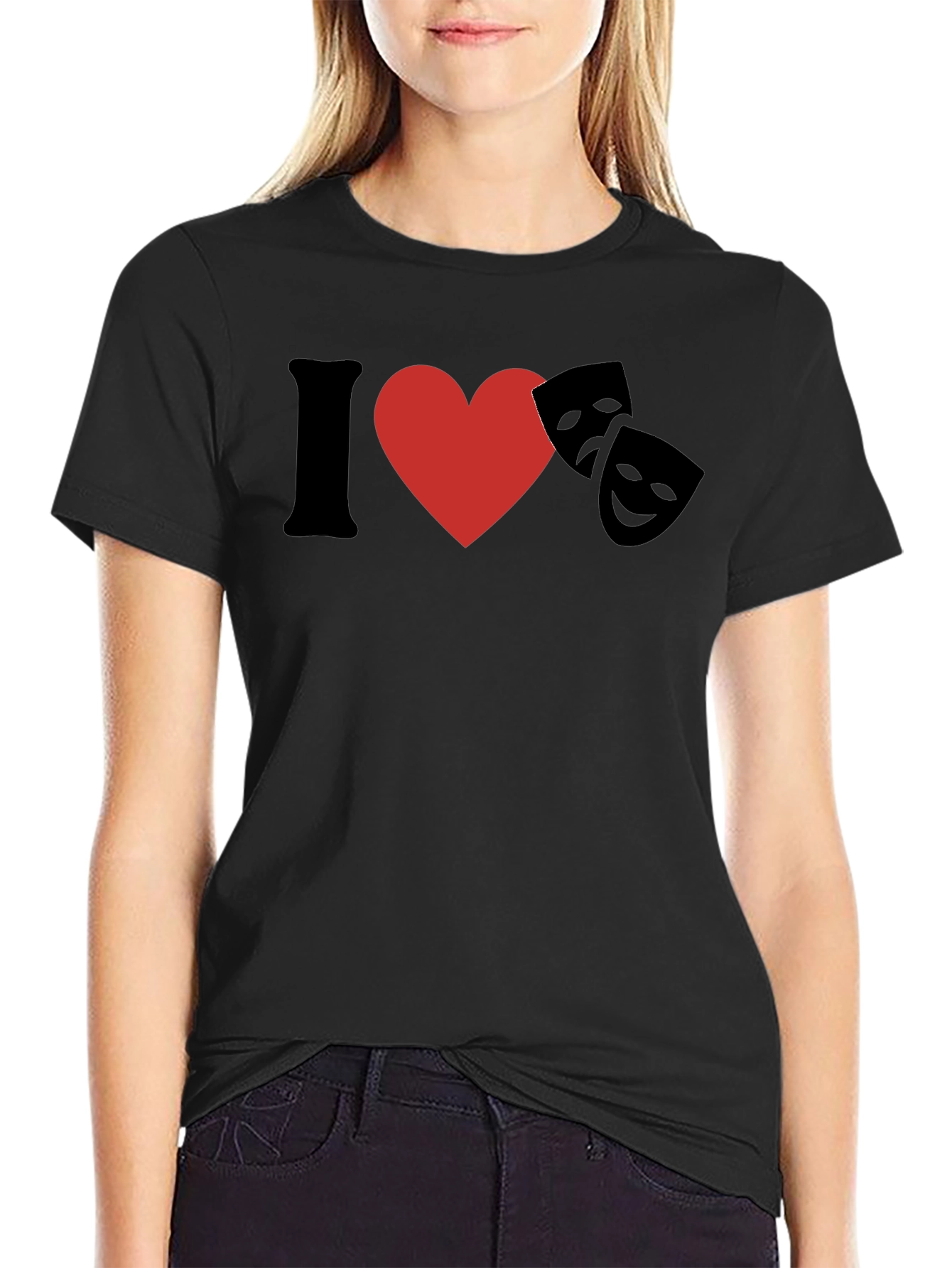 I Love Theatre Graphic Tee - Black
