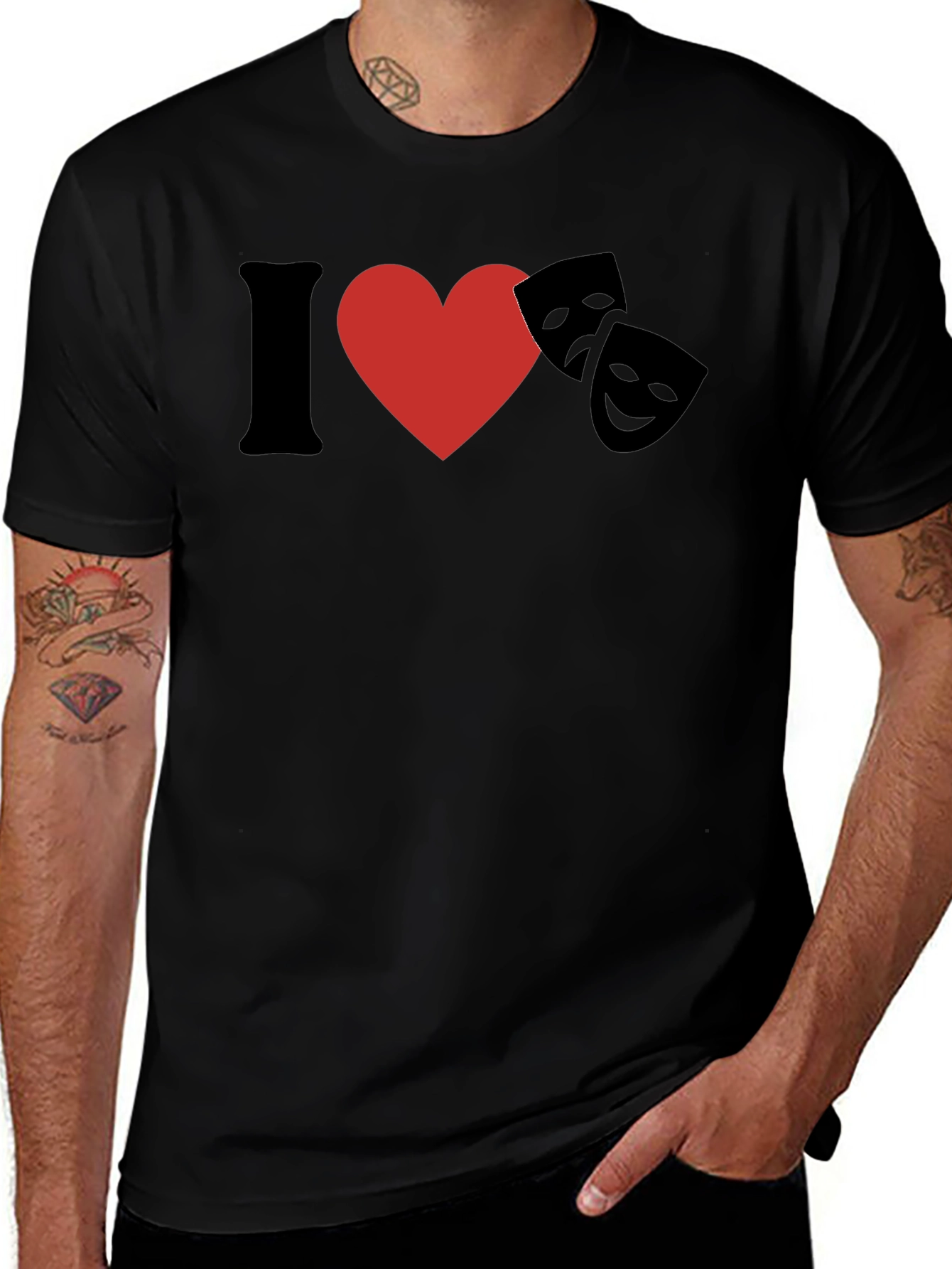 I Love Theatre Graphic Tee - Black