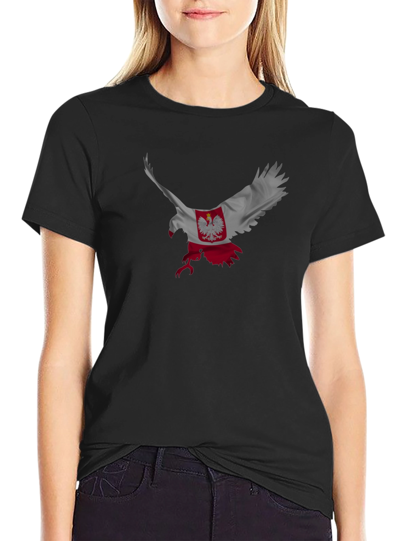 Polish Eagle Flag Graphic Black T-Shirt