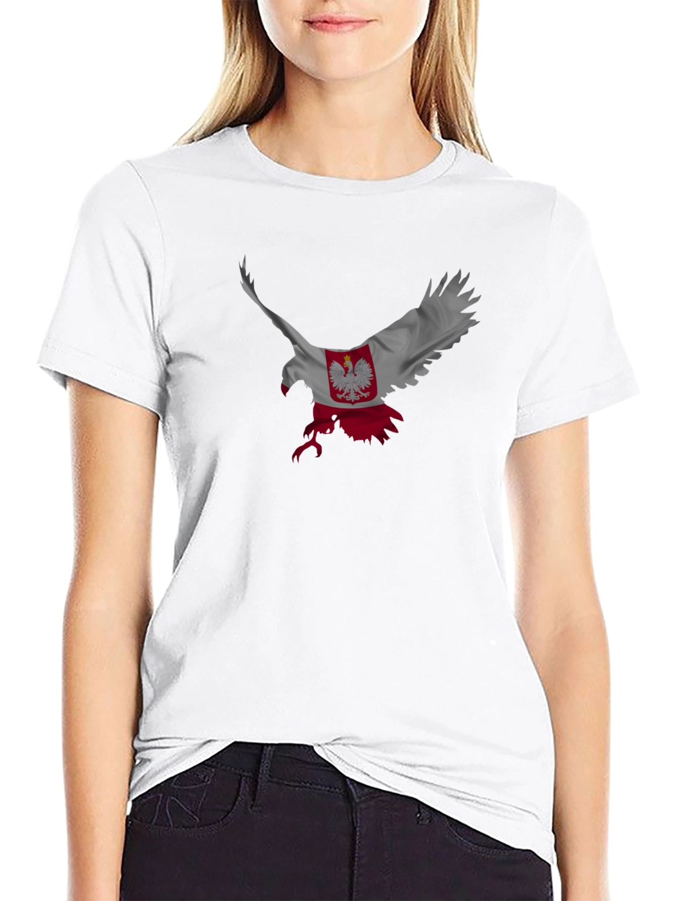 Polish Eagle Flag Graphic Black T-Shirt