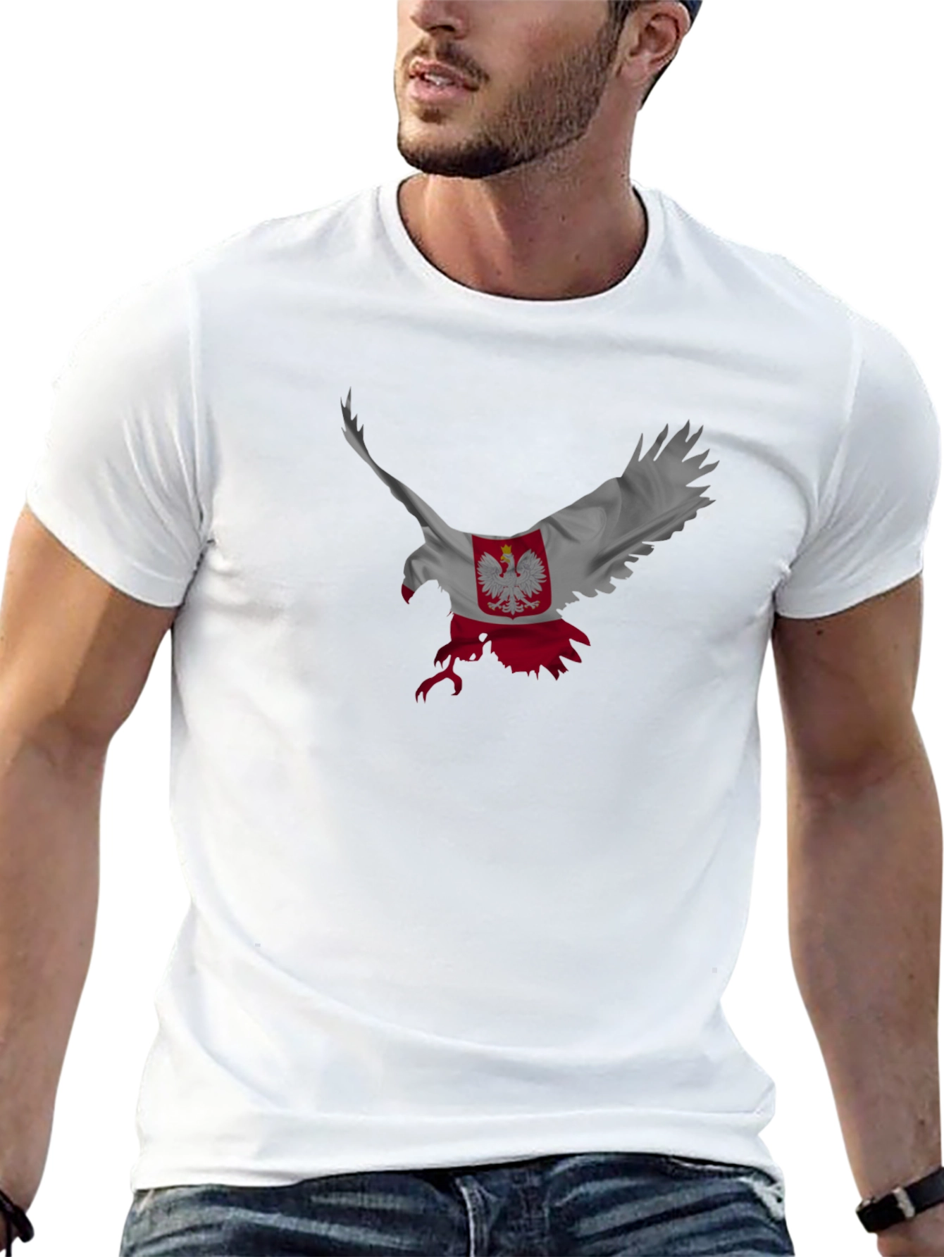 Polish Eagle Flag Graphic Black T-Shirt
