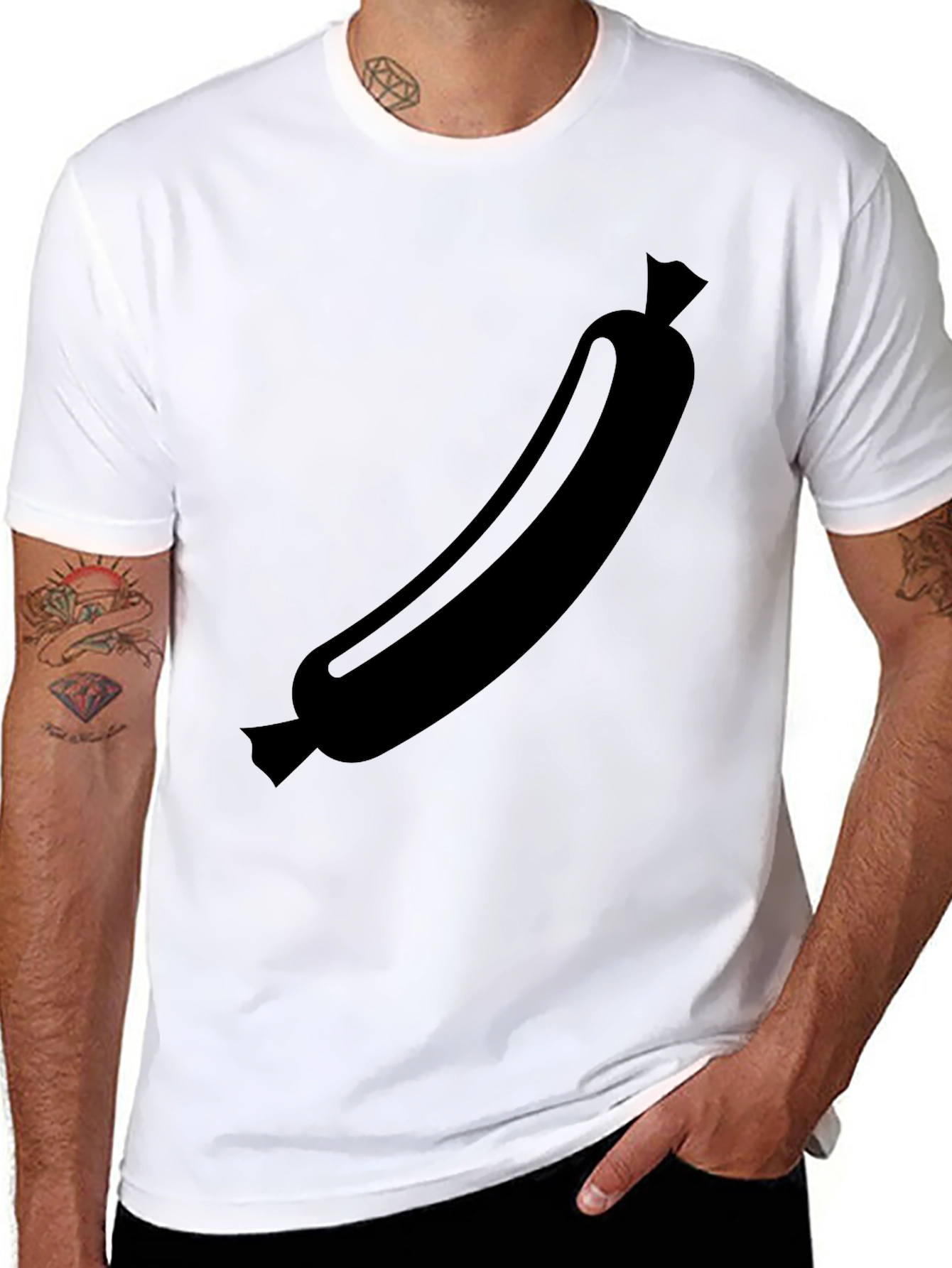 Black Sausage Graphic Tee - Funny Food Shirt