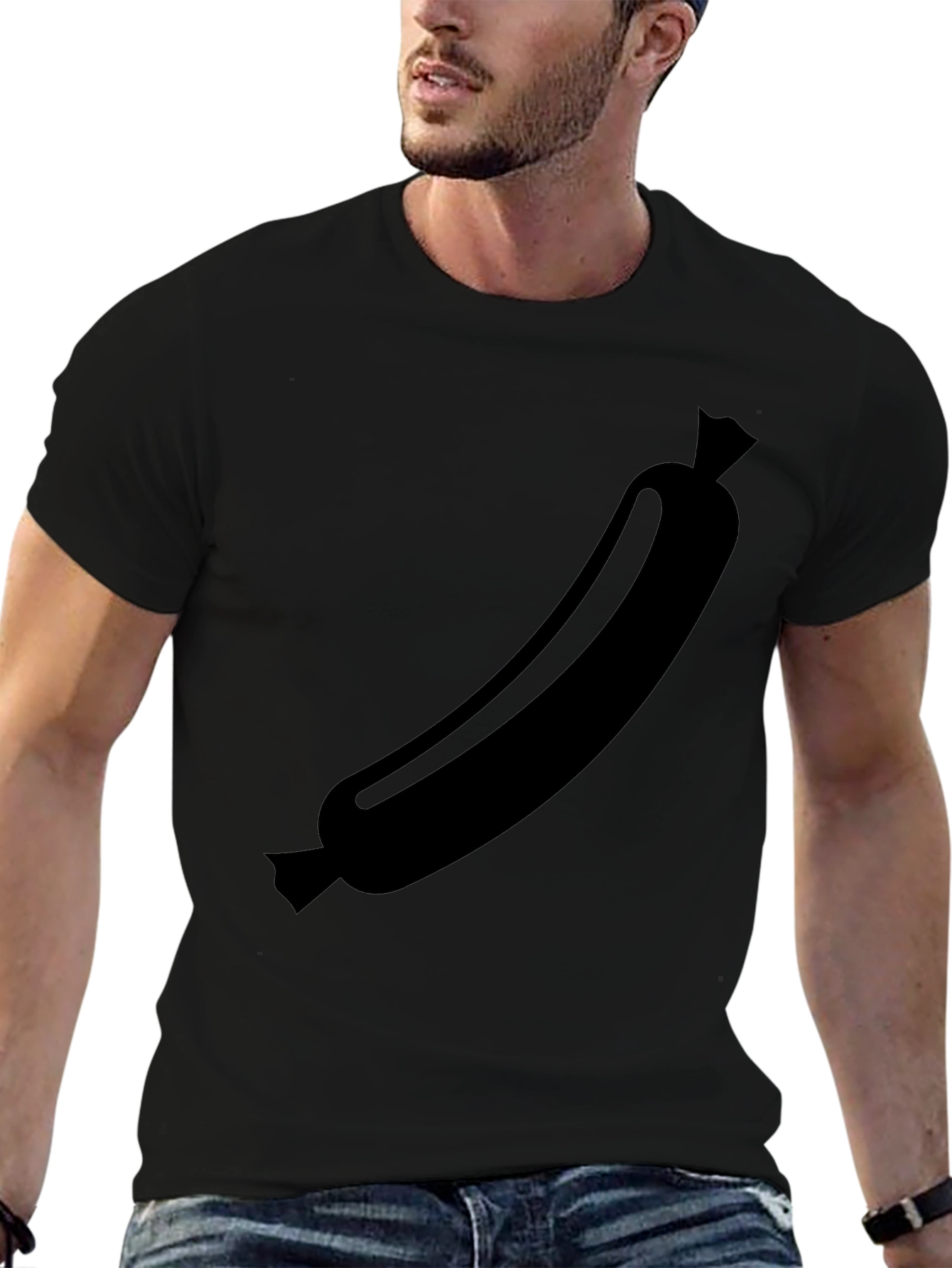 Black Sausage Graphic Tee - Funny Food Shirt