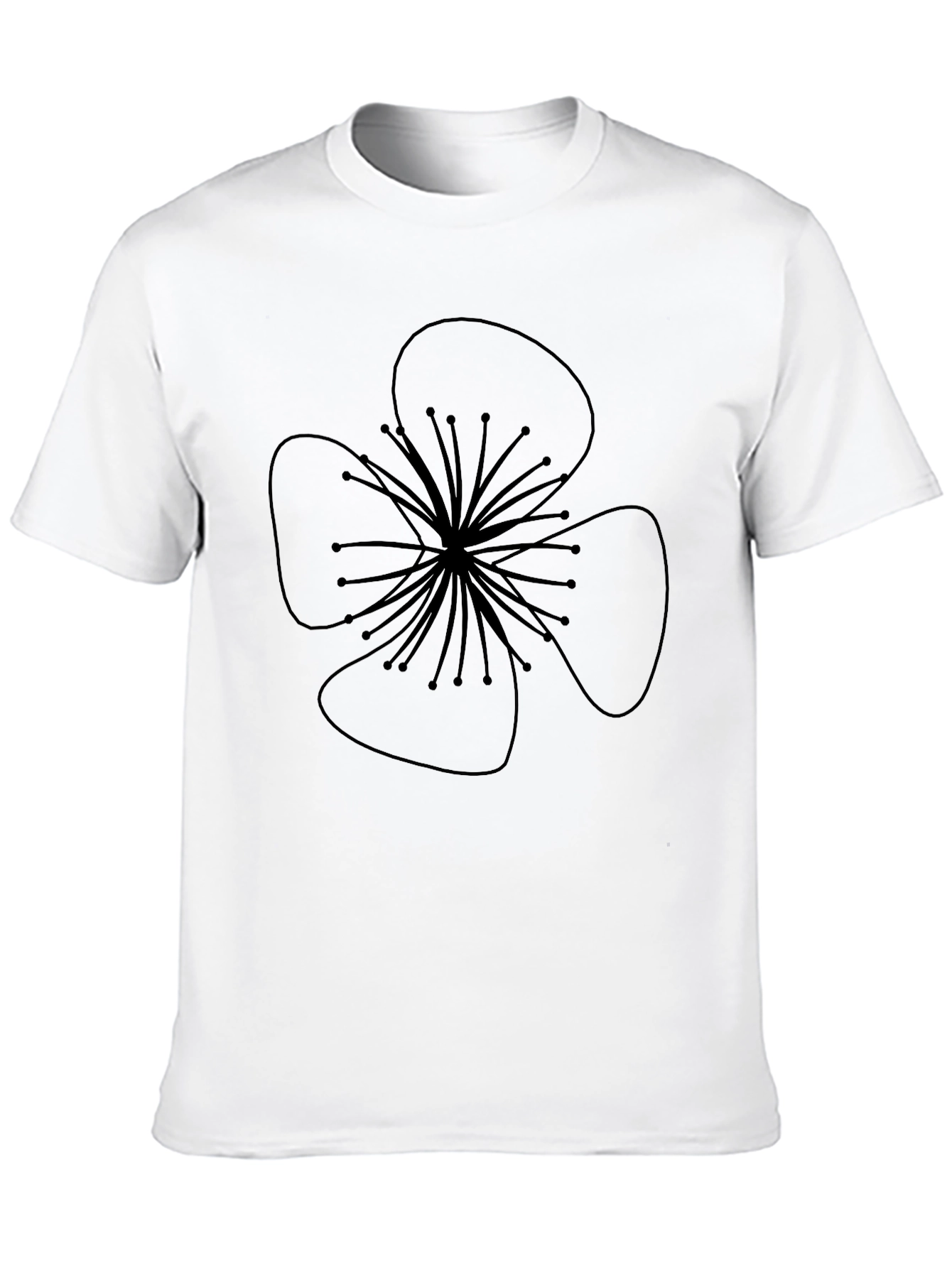 Black T-Shirt with Flower Design