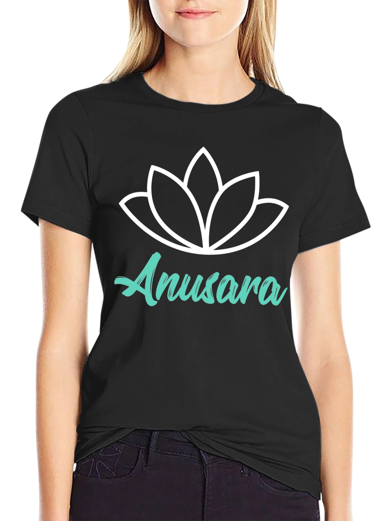 Anusara Yoga Lotus Graphic Black T-Shirt
