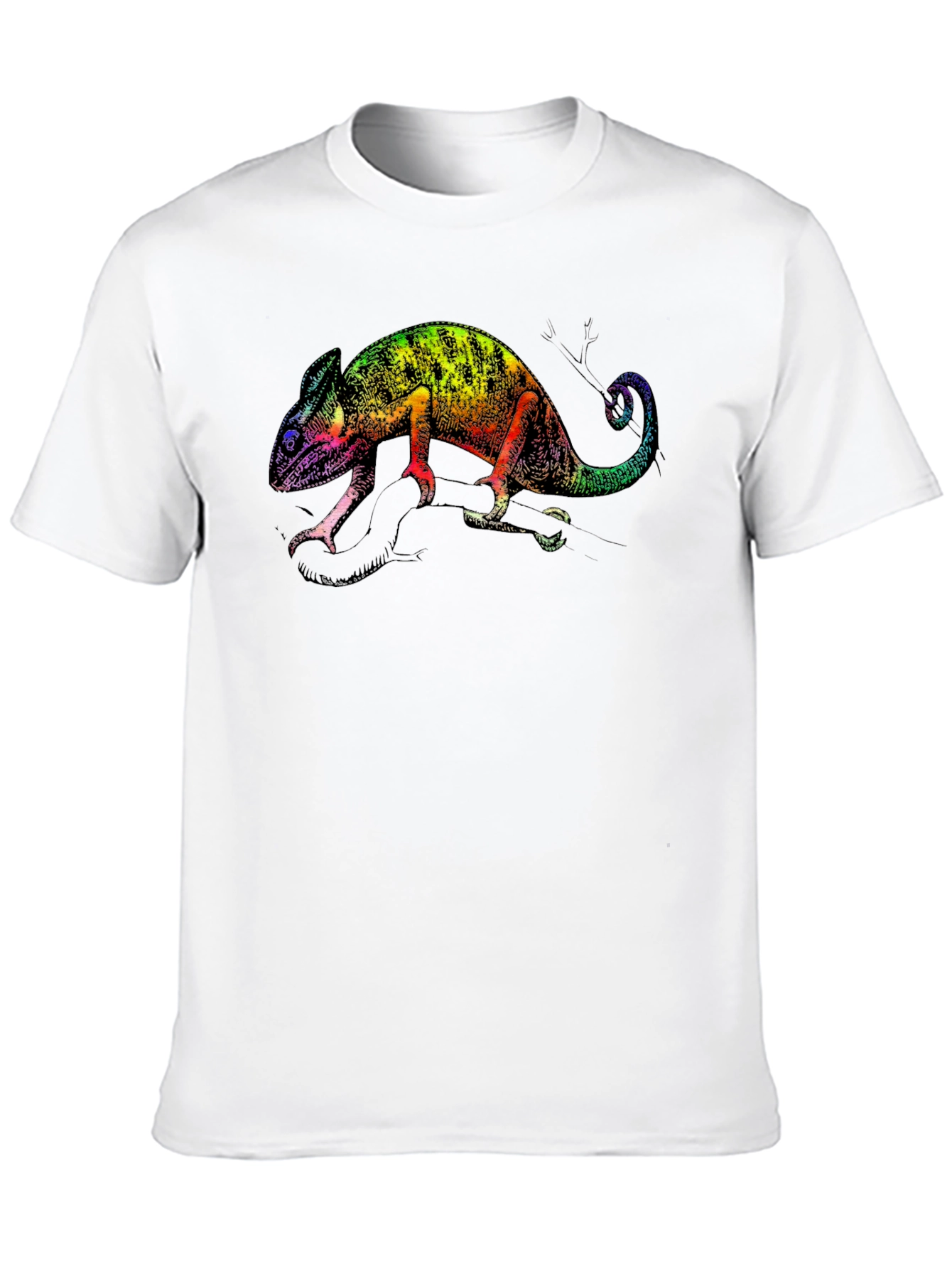 Rainbow Chameleon Graphic Tee - Stylish Black T-Shirt