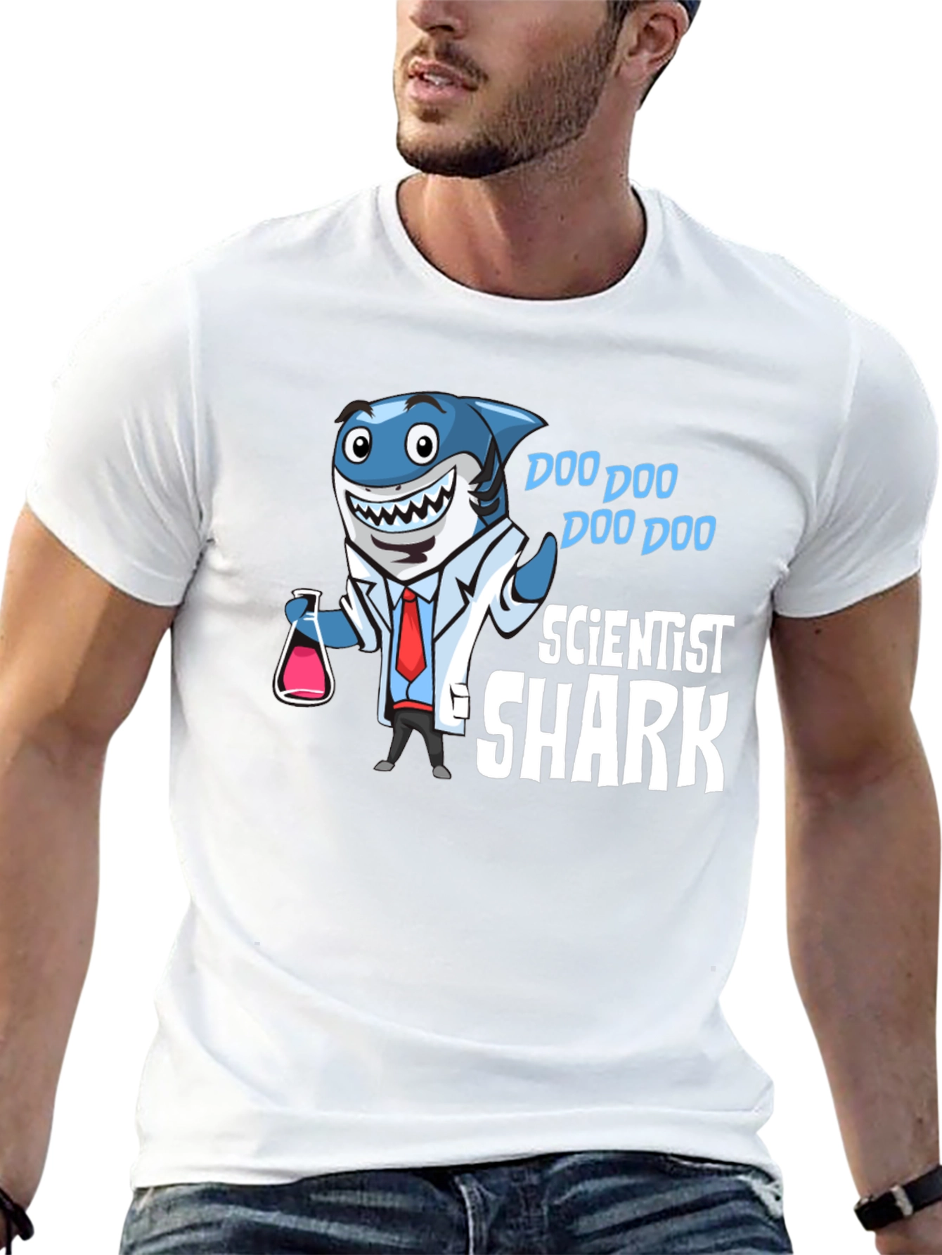 Scientist Shark T-Shirt Funny Graphic Tee