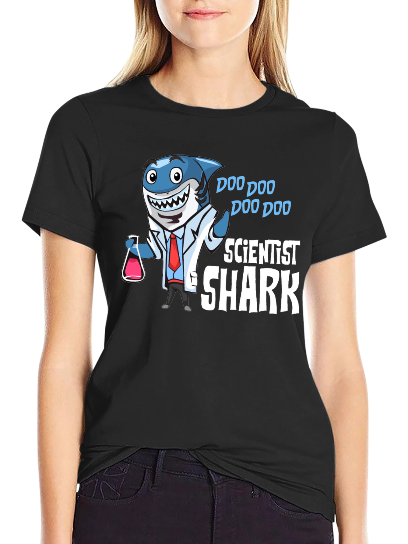 Scientist Shark T-Shirt Funny Graphic Tee