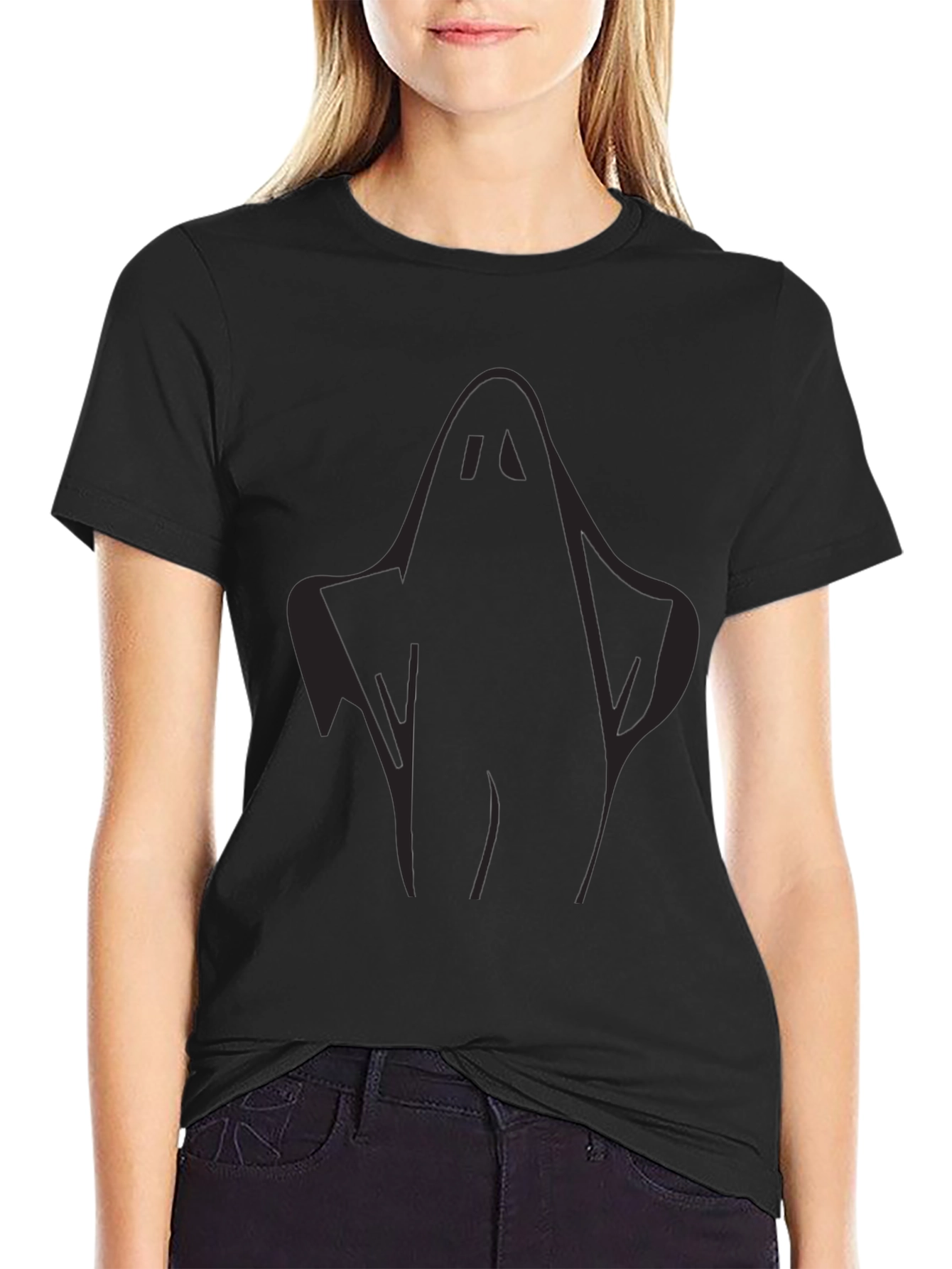 Spooky Ghost Graphic Tee - Black Halloween T-Shirt