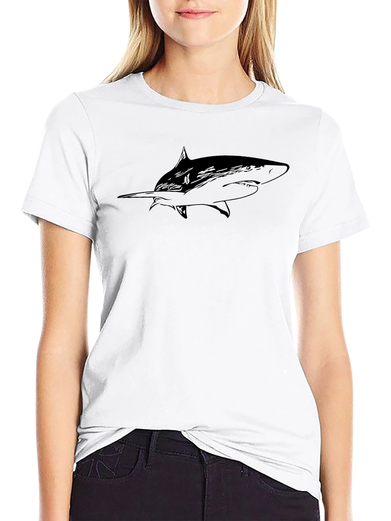 Black Shark Graphic Tee - Stylish Mens T-Shirt