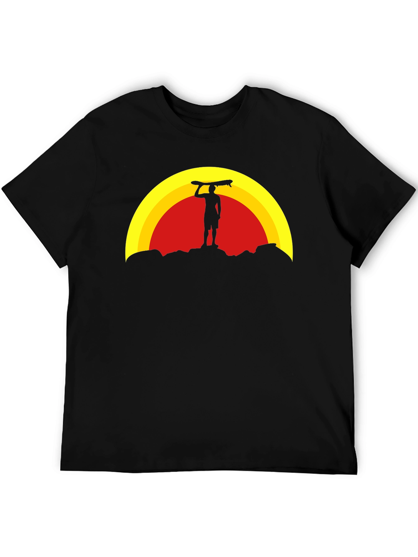 Sunset Surfer Graphic Tee - Black