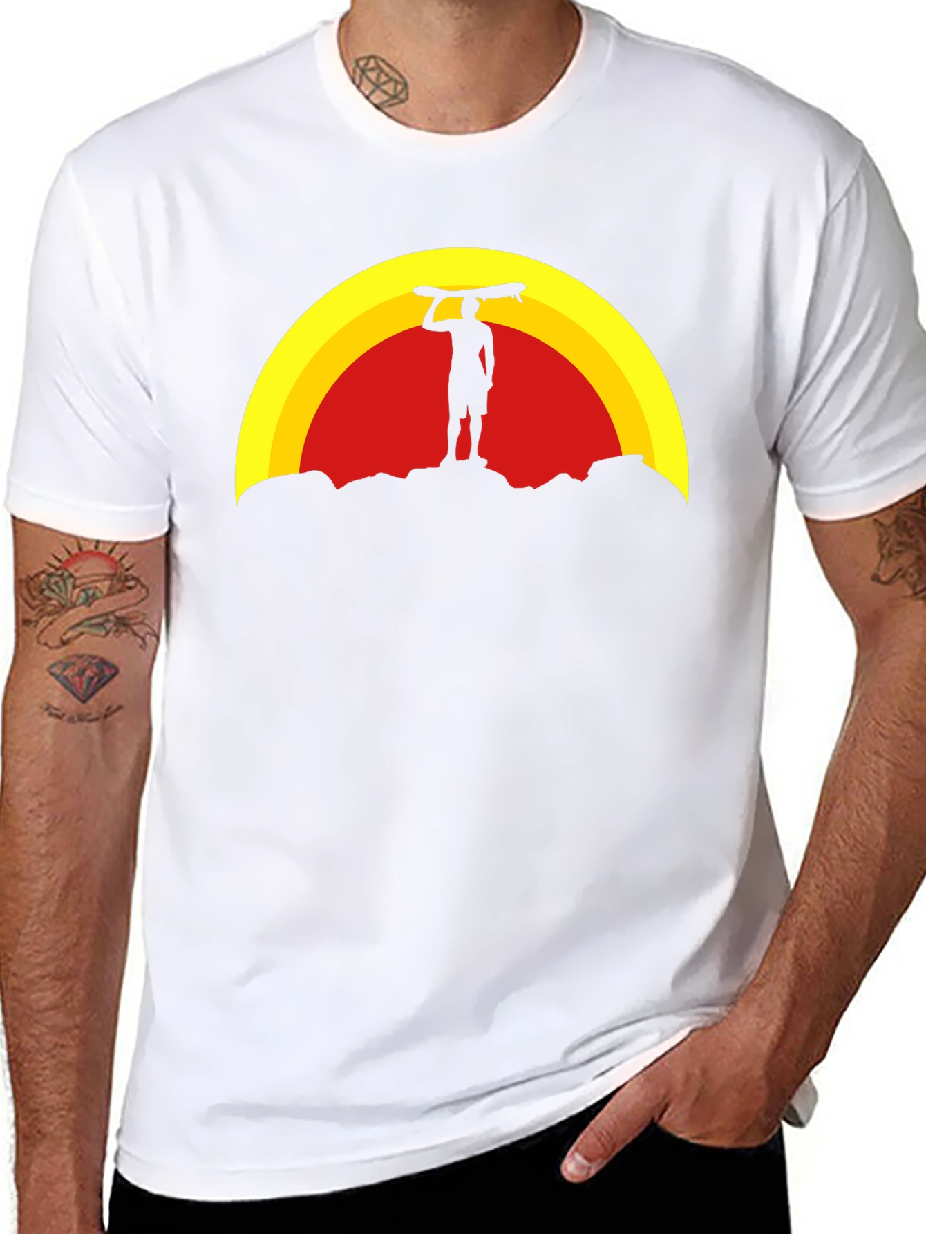 Sunset Surfer Graphic Tee - Black
