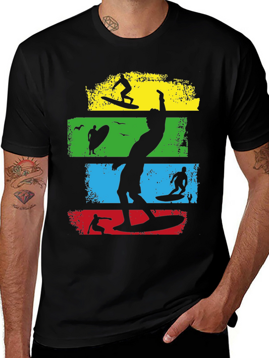 Surf Silhouette Tee - Retro Wave Design