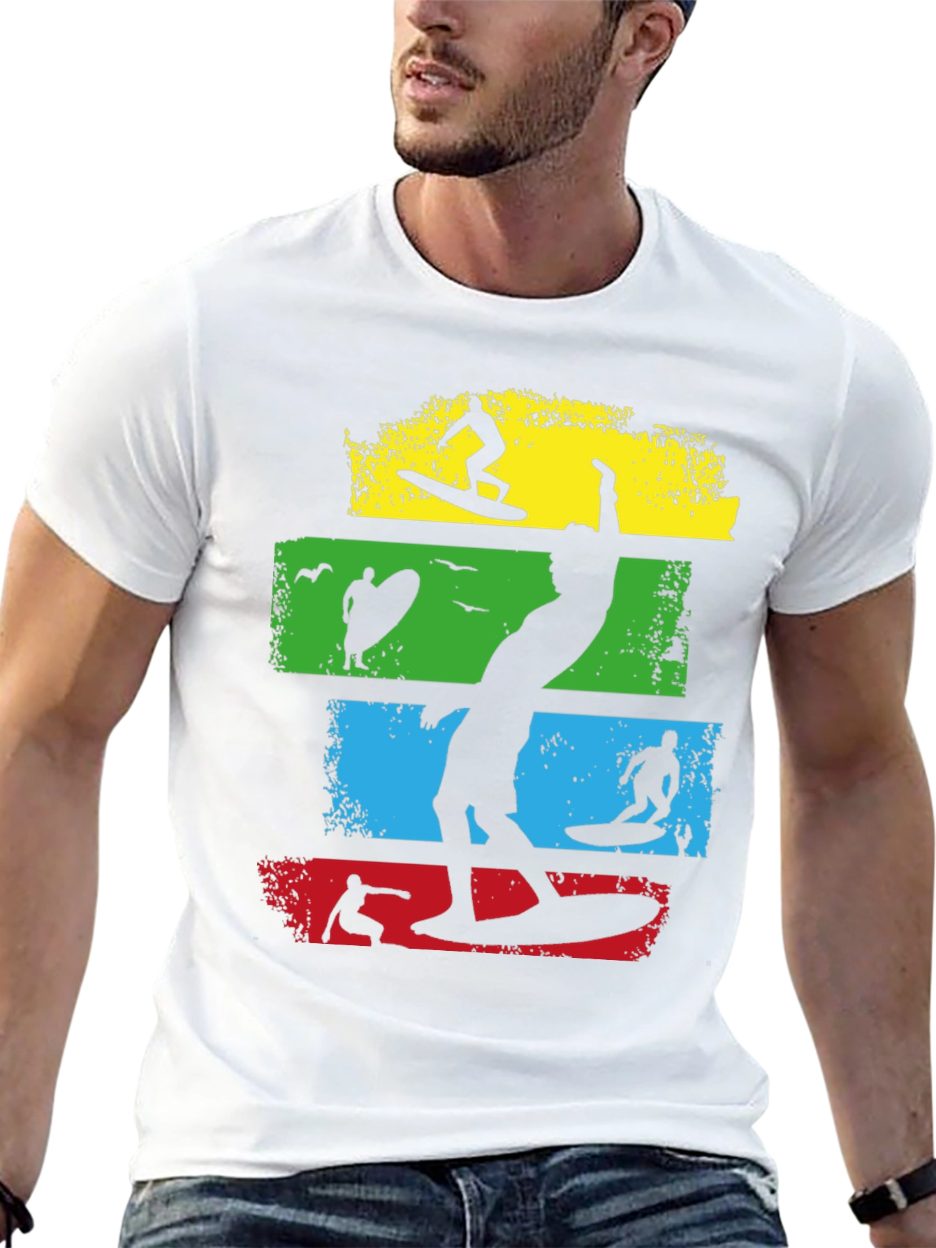 Surf Silhouette Tee - Retro Wave Design