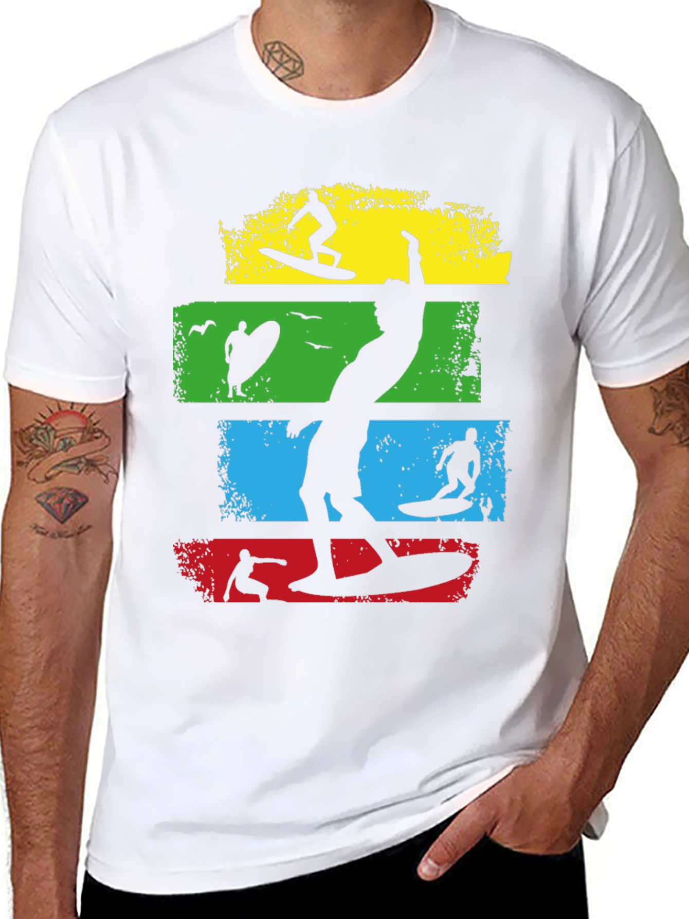 Surf Silhouette Tee - Retro Wave Design