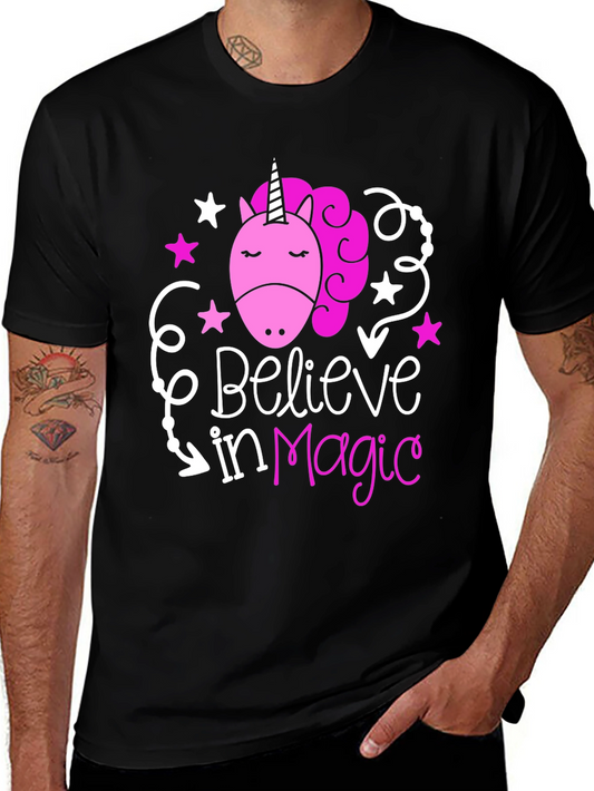 Believe in Magic Unicorn Graphic Tee - Black