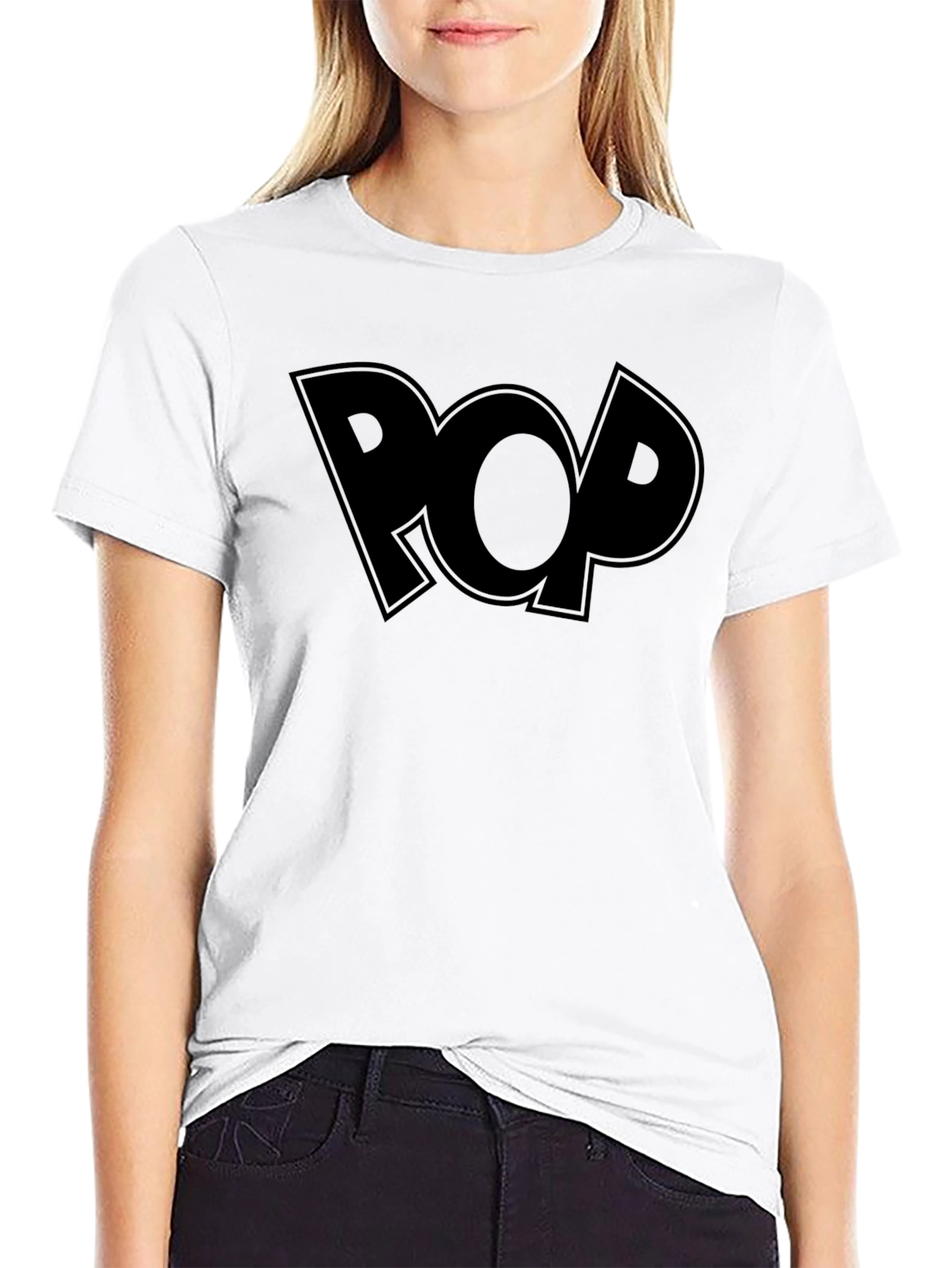 Black POP Graphic Print T-Shirt