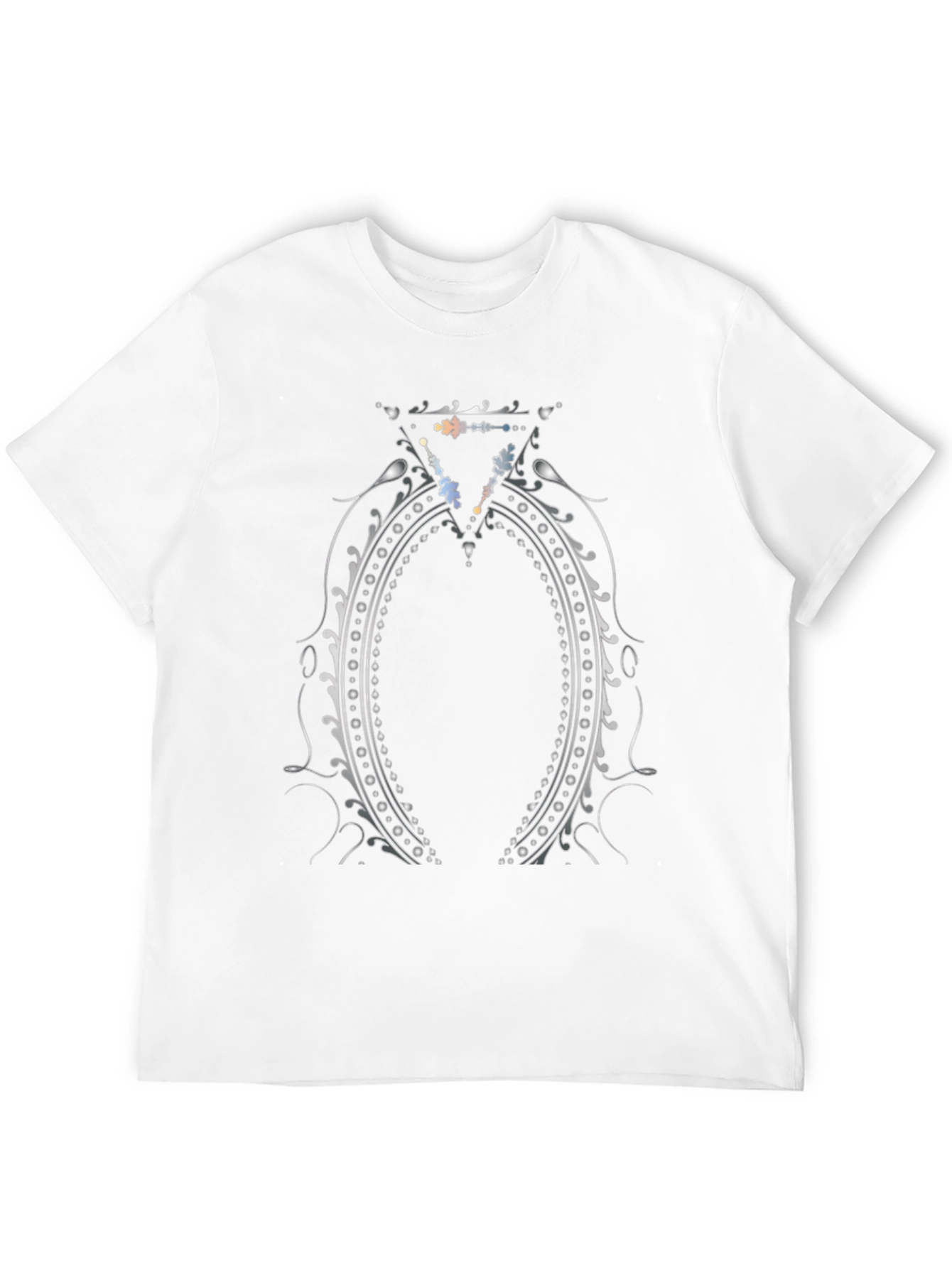 Elegant Silver Ornament Black T-Shirt
