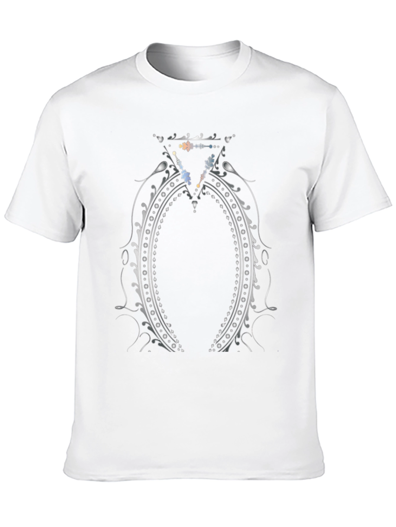 Elegant Silver Ornament Black T-Shirt