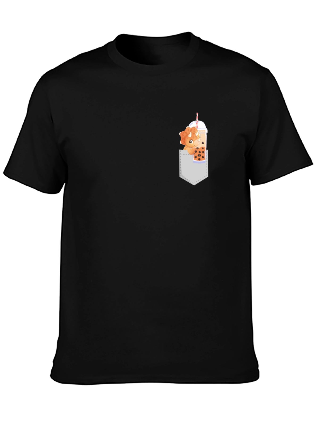 Dino Boba Tea Pocket T-Shirt - Cute & Fun