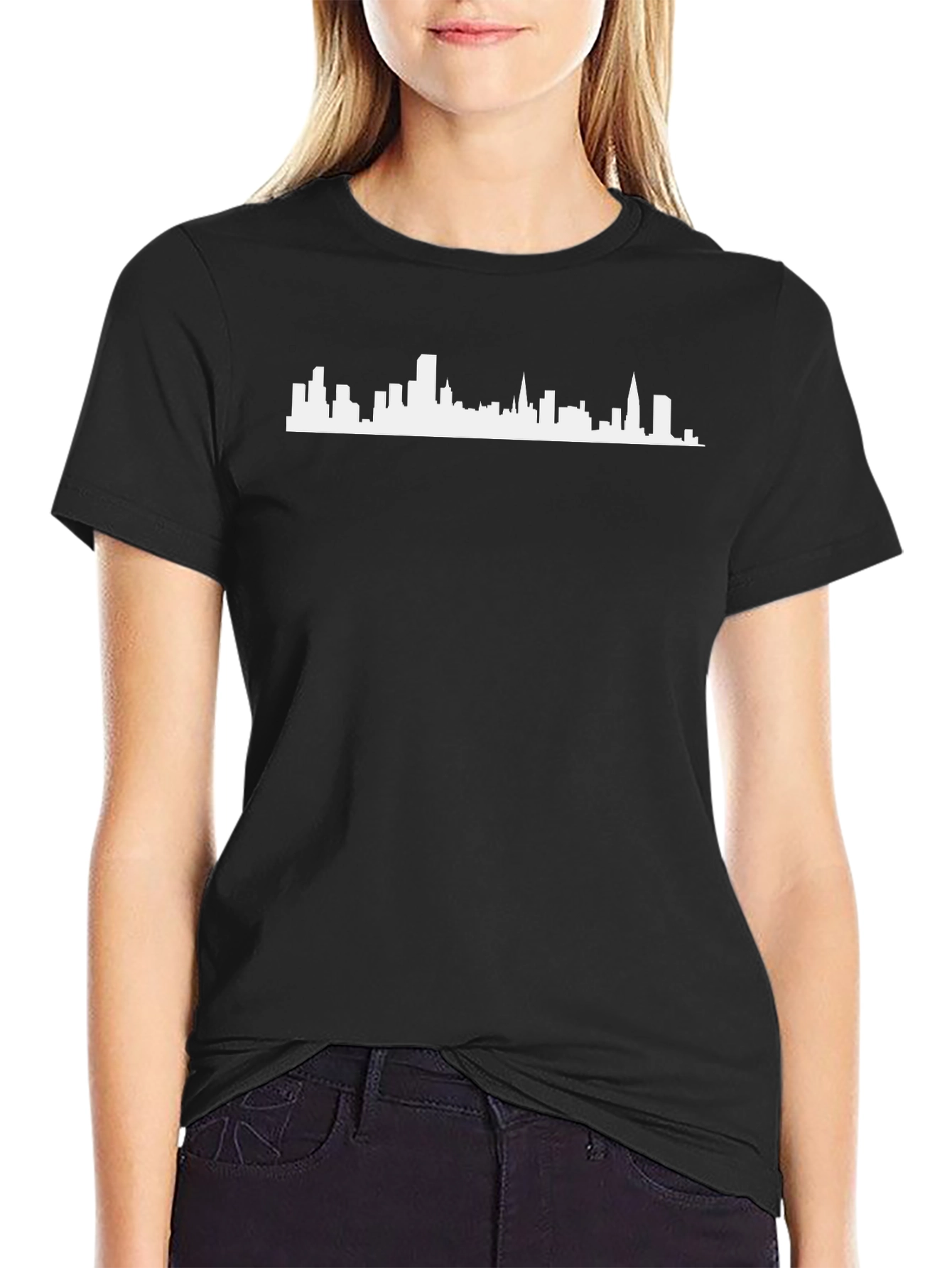 Cityscape Graphic Tee - Black Cotton Blend