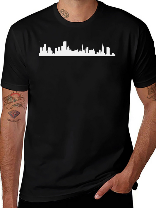 Cityscape Graphic Tee - Black Cotton Blend