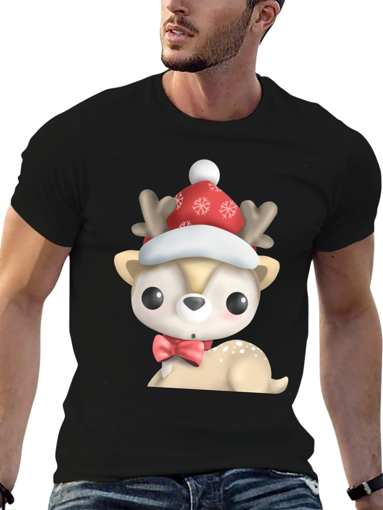 Cute Cartoon Deer Christmas T-Shirt