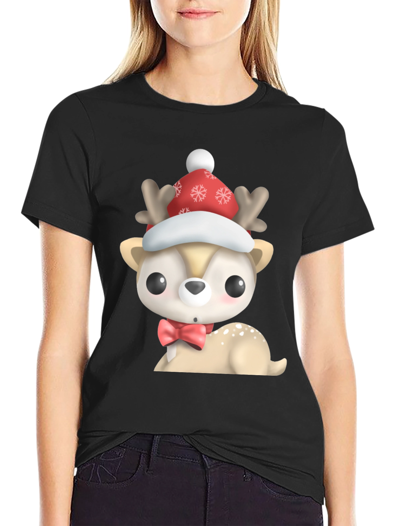 Cute Cartoon Deer Christmas T-Shirt