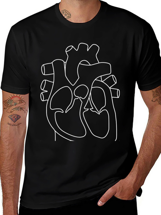 Anatomical Heart Outline T-Shirt - Black
