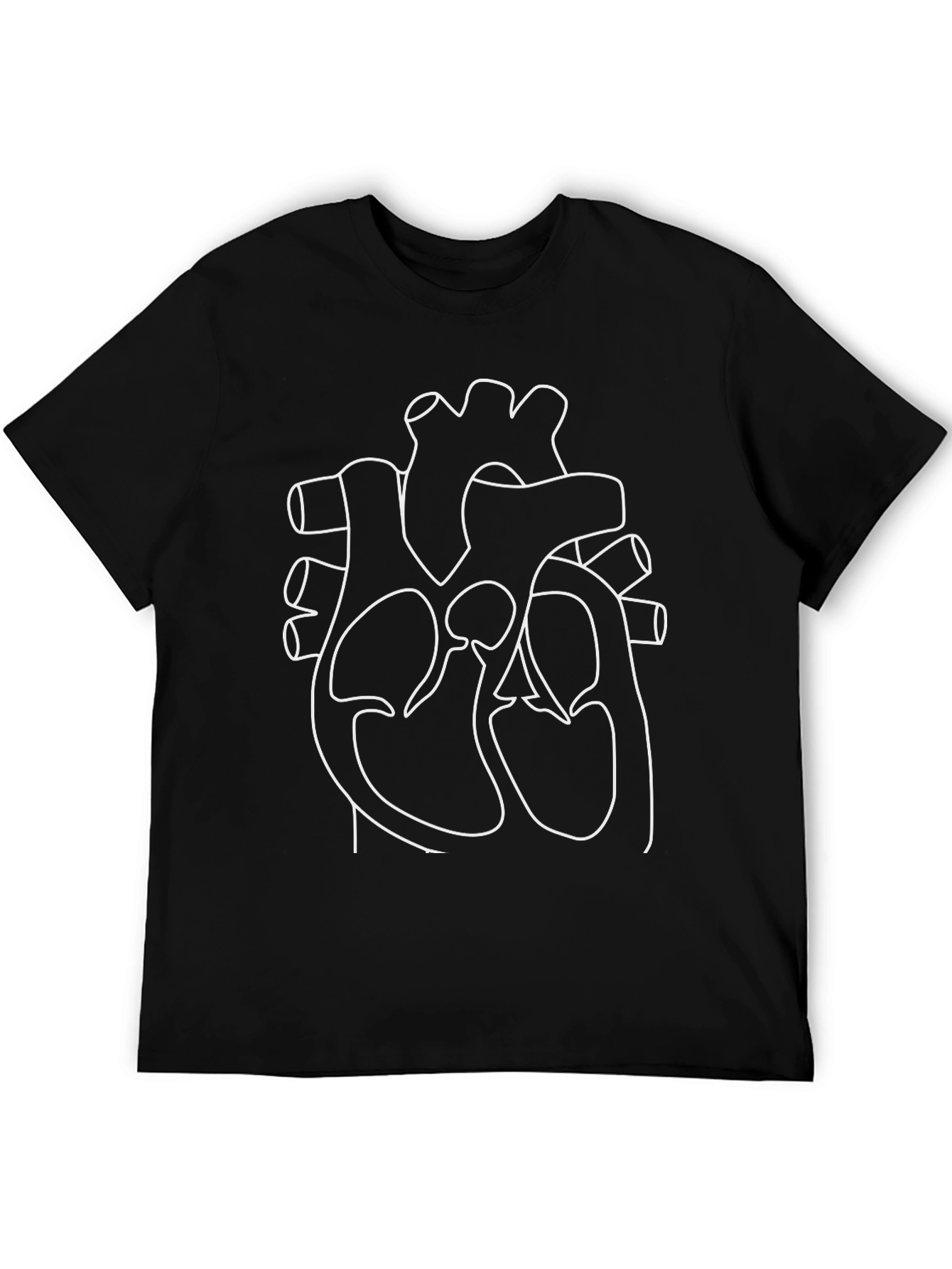 Anatomical Heart Outline T-Shirt - Black