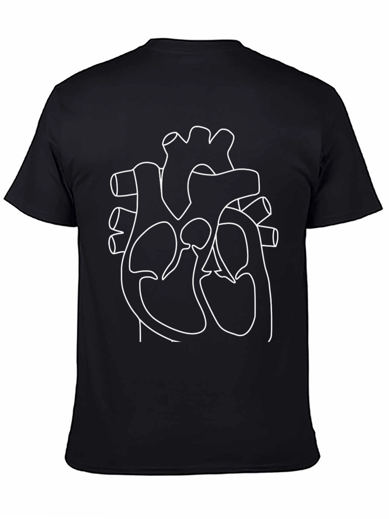 Anatomical Heart Outline T-Shirt - Black