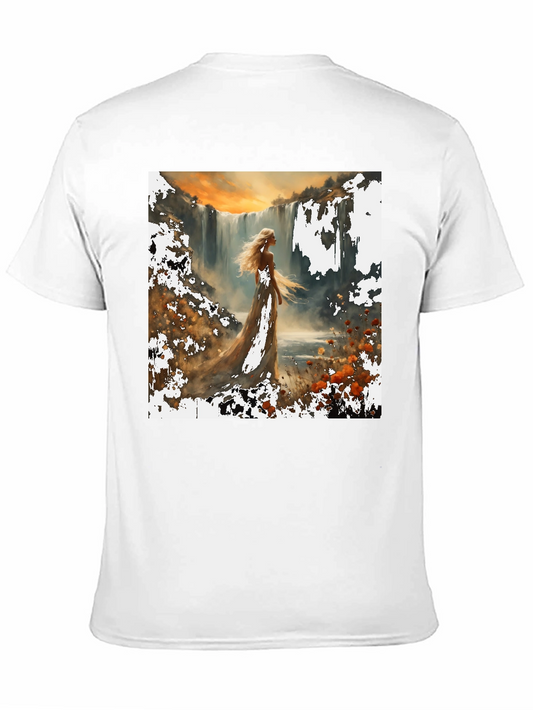 Waterfall Lady T-Shirt - Artistic Nature Design