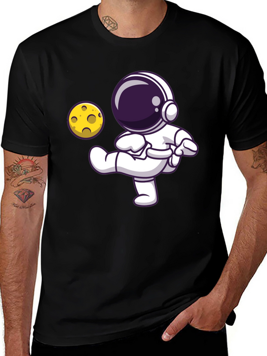 Astronaut Kicking Moon T-Shirt - Black