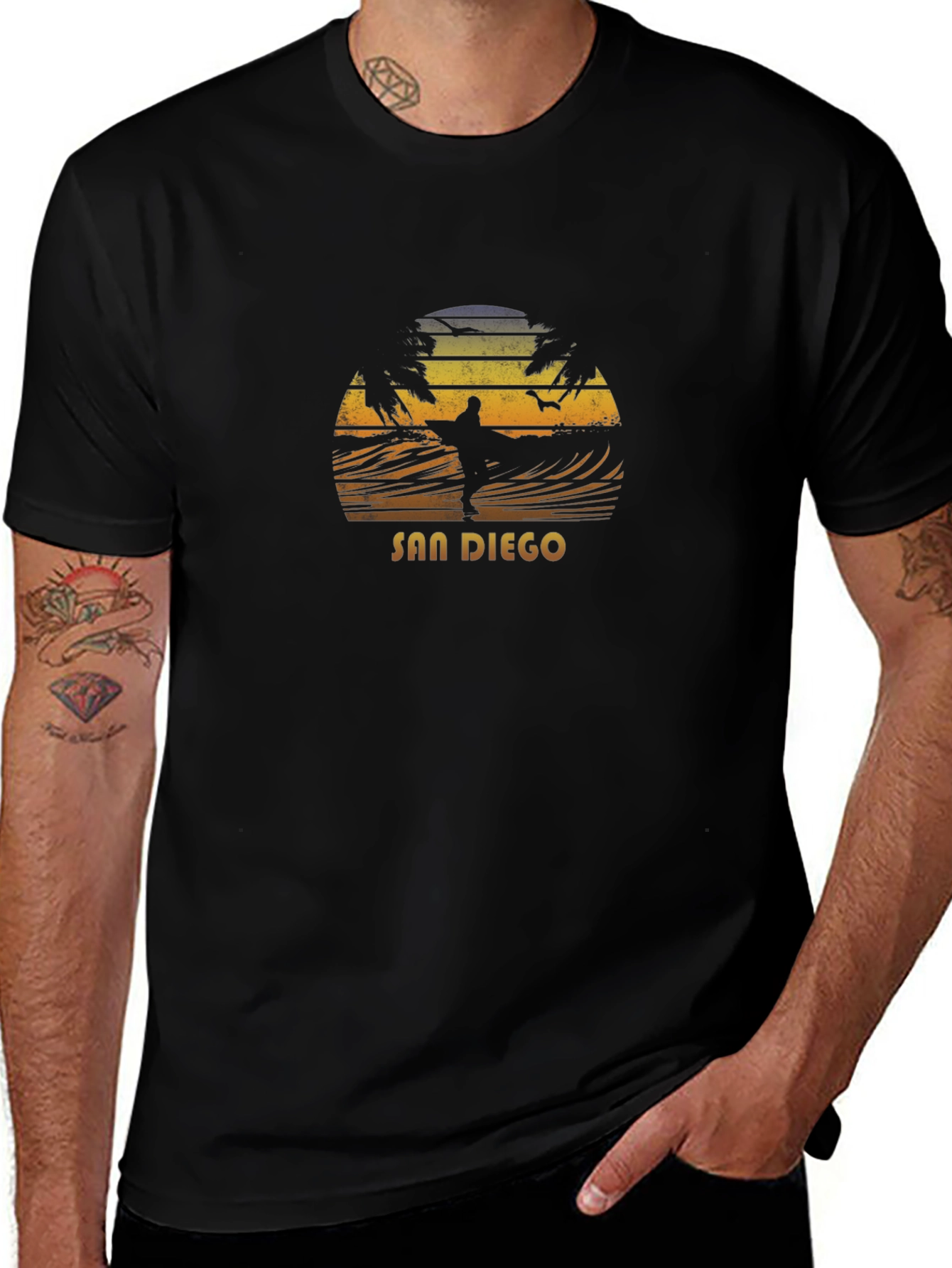 San Diego Surf Graphic T-Shirt - Black
