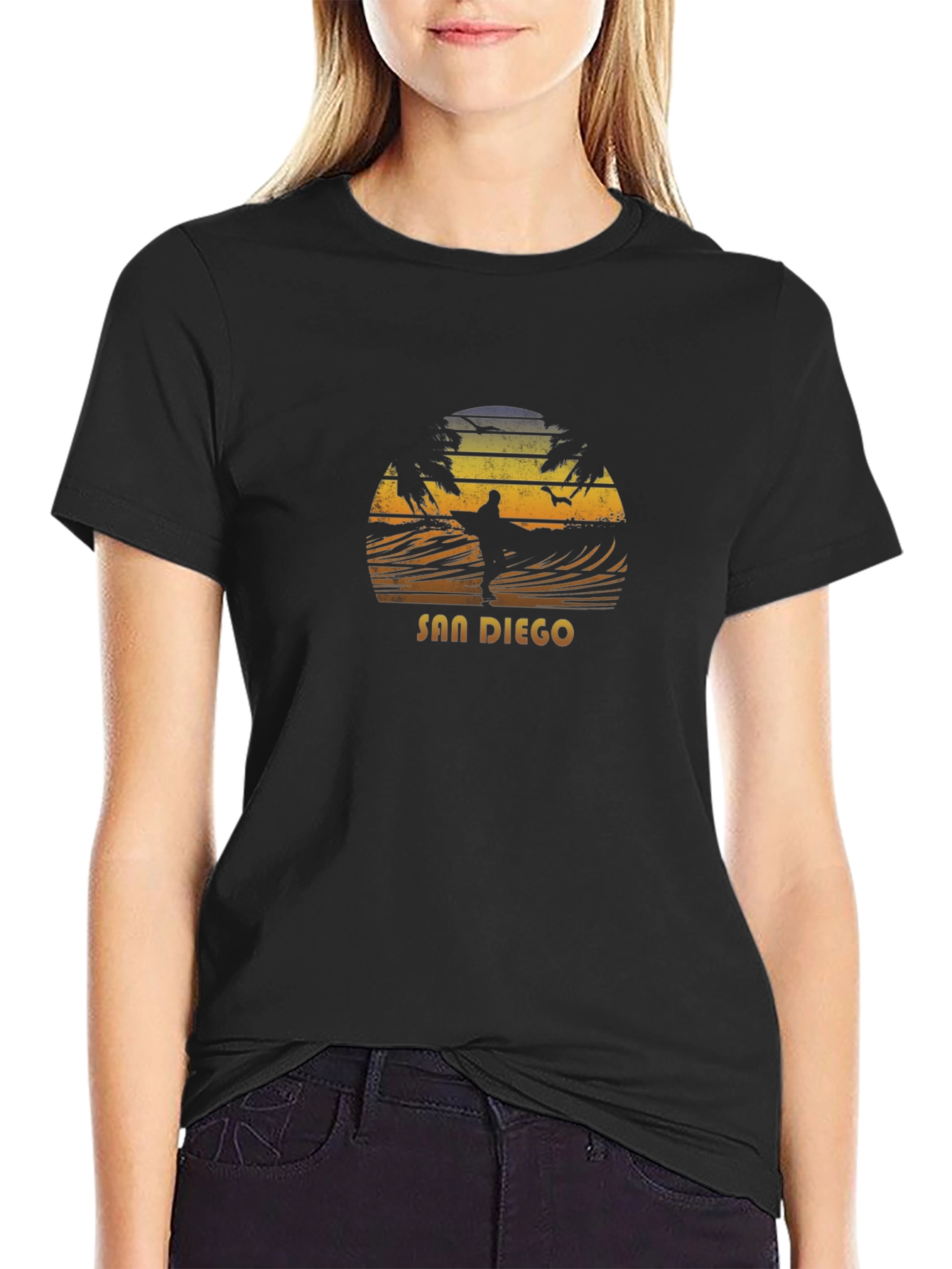 San Diego Surf Graphic T-Shirt - Black