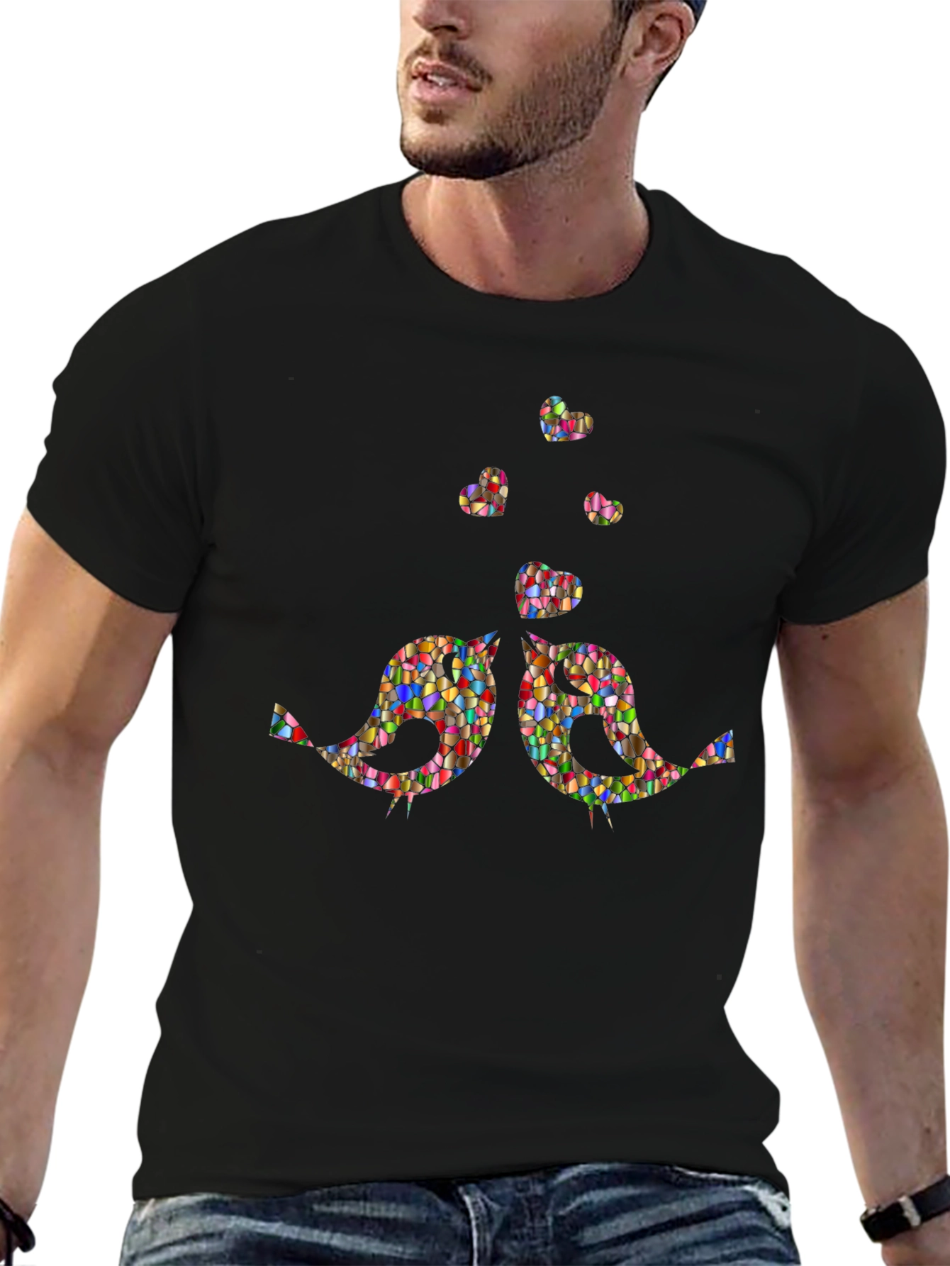 Mosaic Birds & Hearts Graphic Tee