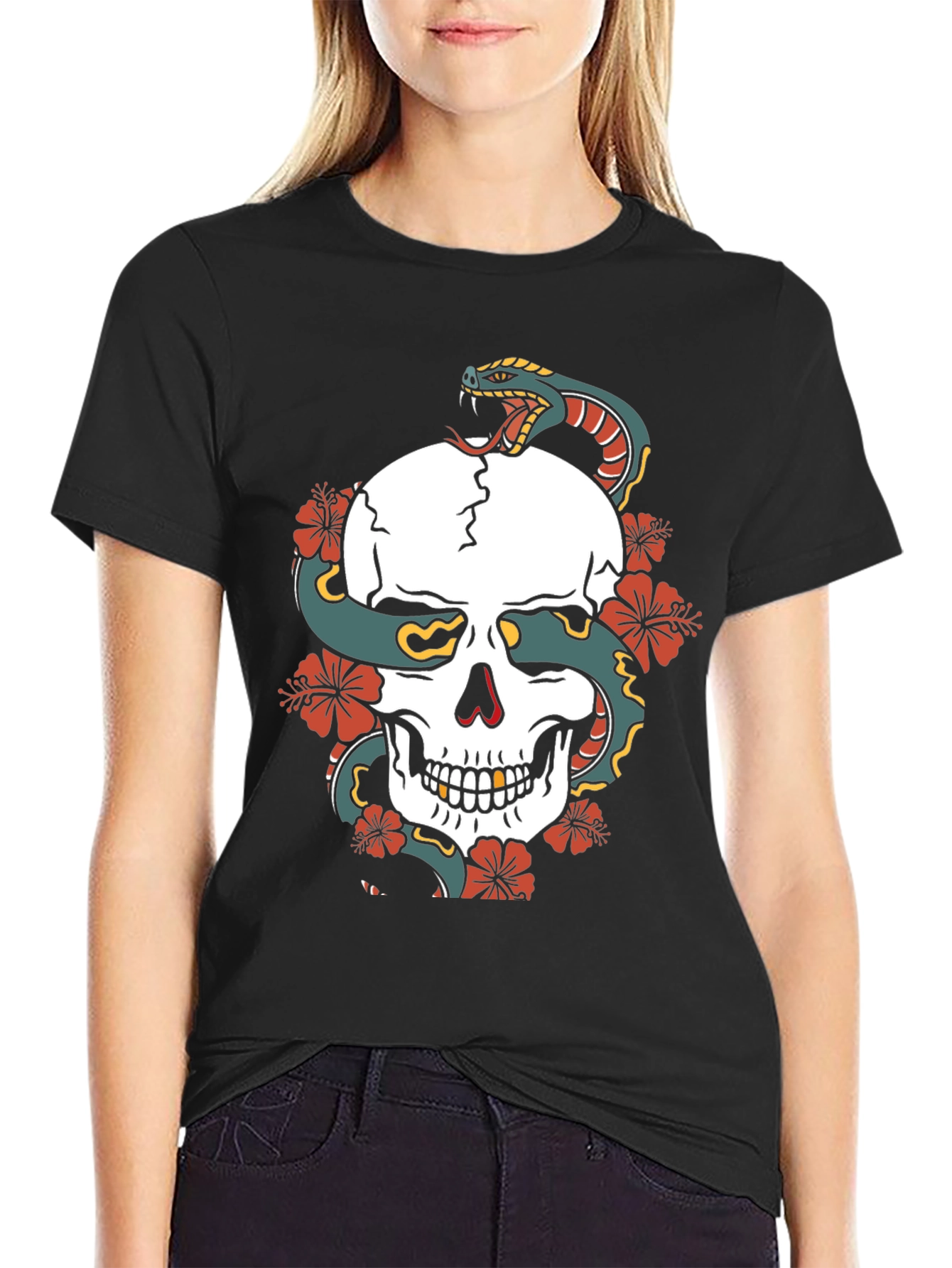 Skull & Snake Graphic Tee - Bold Streetwear Style